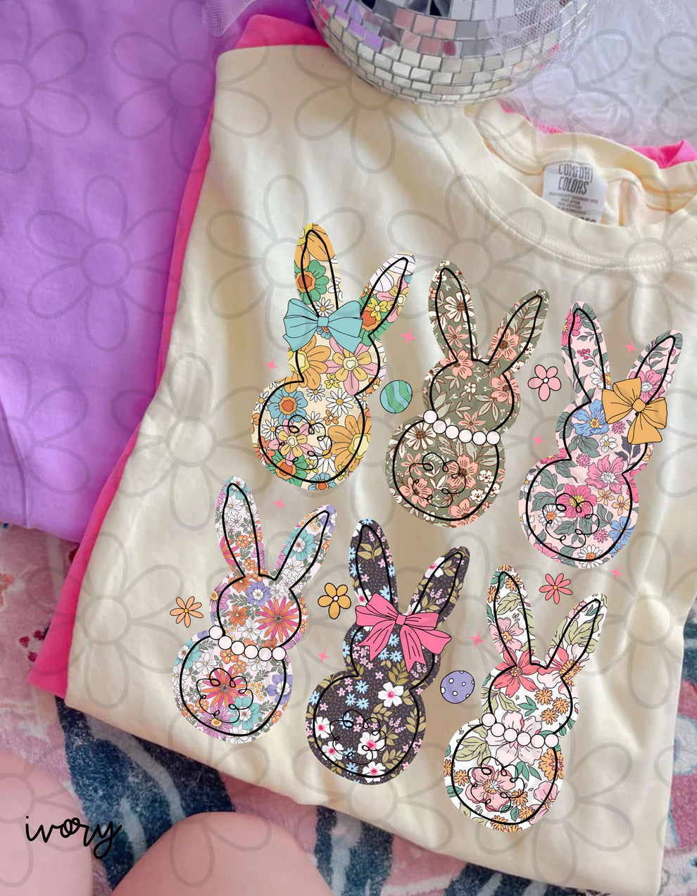 Floral Coquette Bunnies DTF Transfer