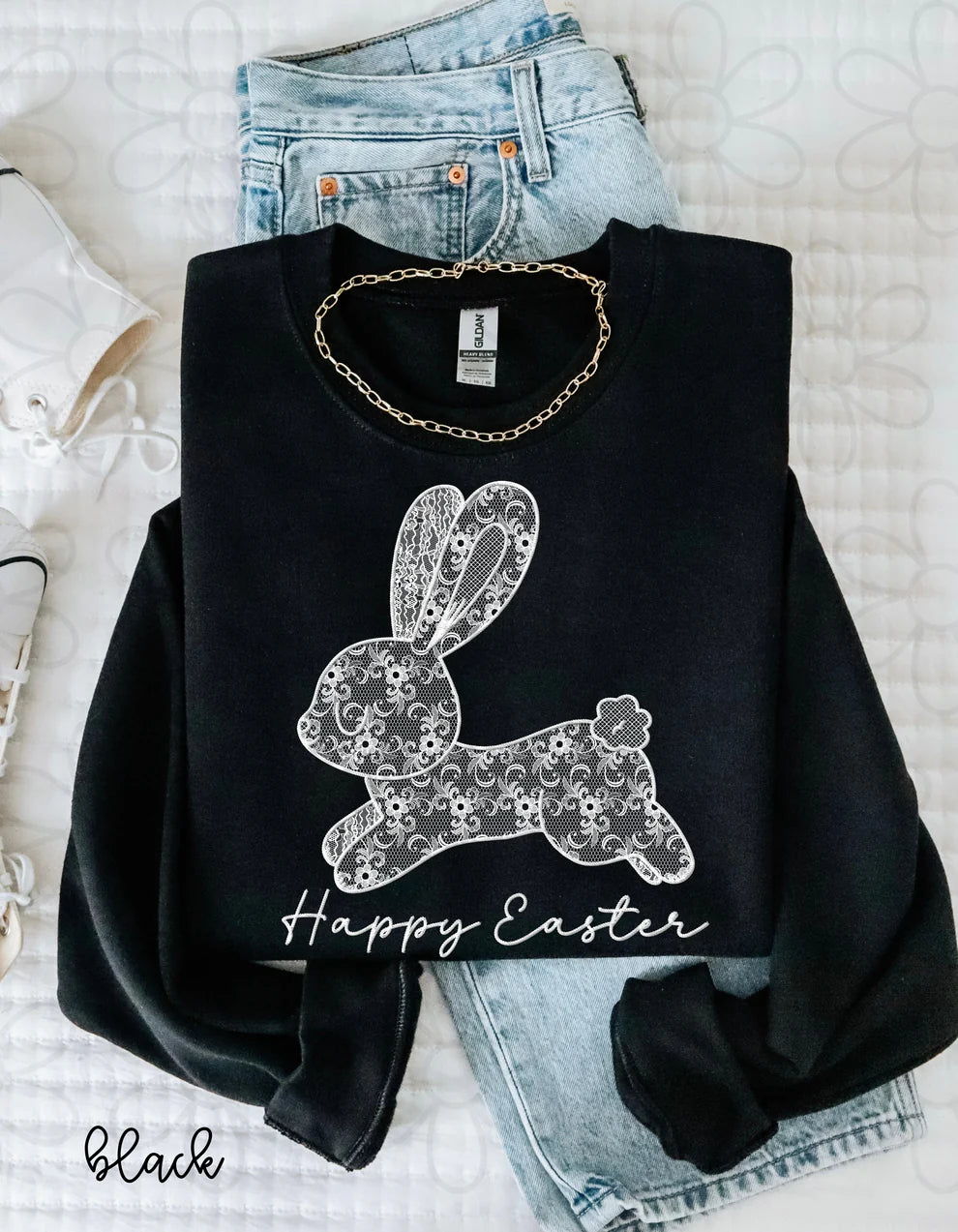 Lace Happy Easter Bunny DTF Transfer
