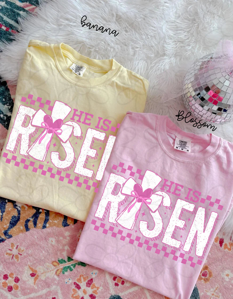 Pink Check He Is Risen DTF Transfer