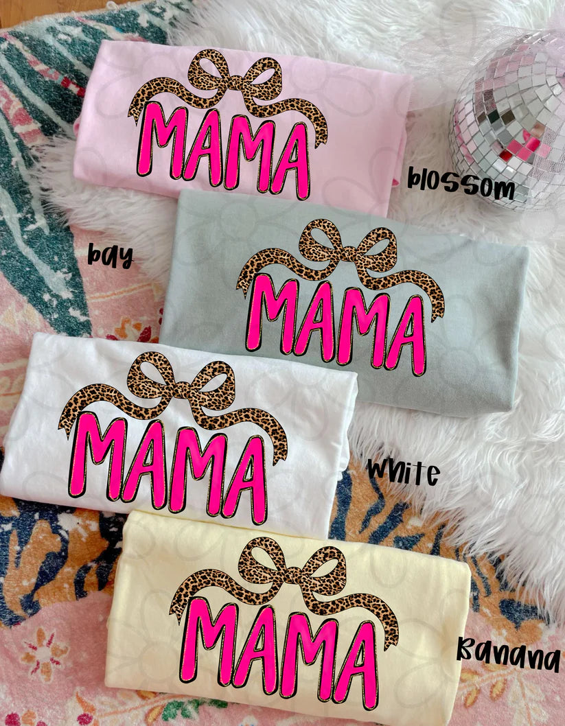 Leopard Bow Mama DTF Transfer
