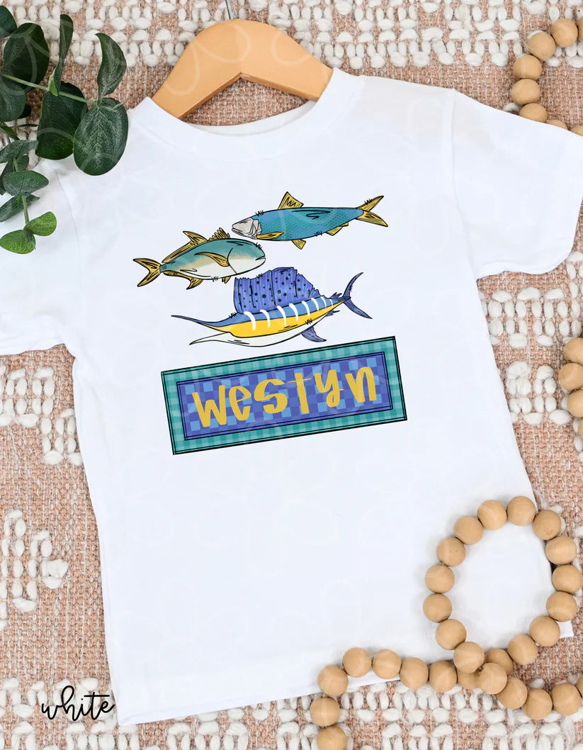 Boy Custom Name Fish DTF Transfer
