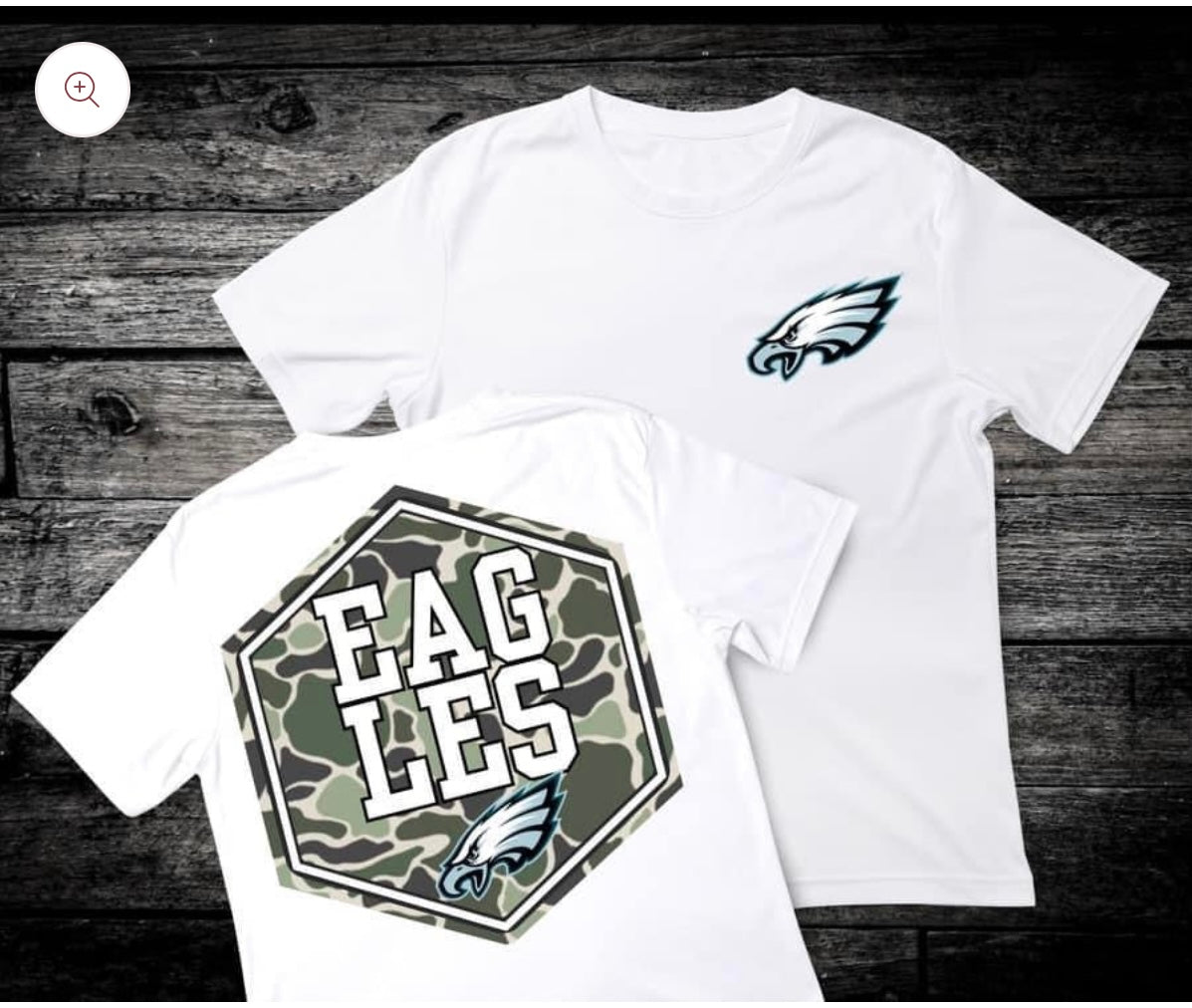 Front & Back Camo ‘Eagles’ 🏈 DTF Transfer Only