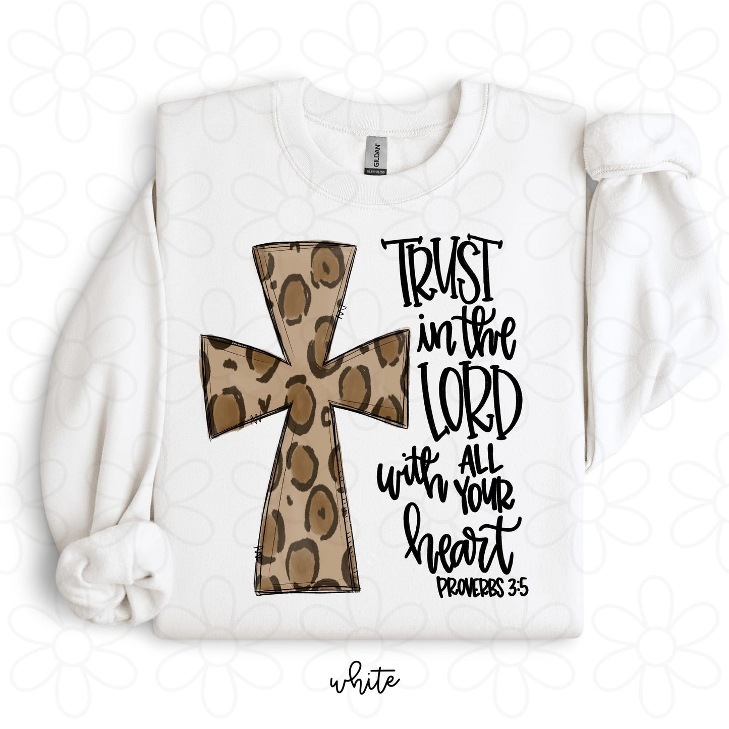 Proverbs 3:5 Leopard Cross DTF Transfer