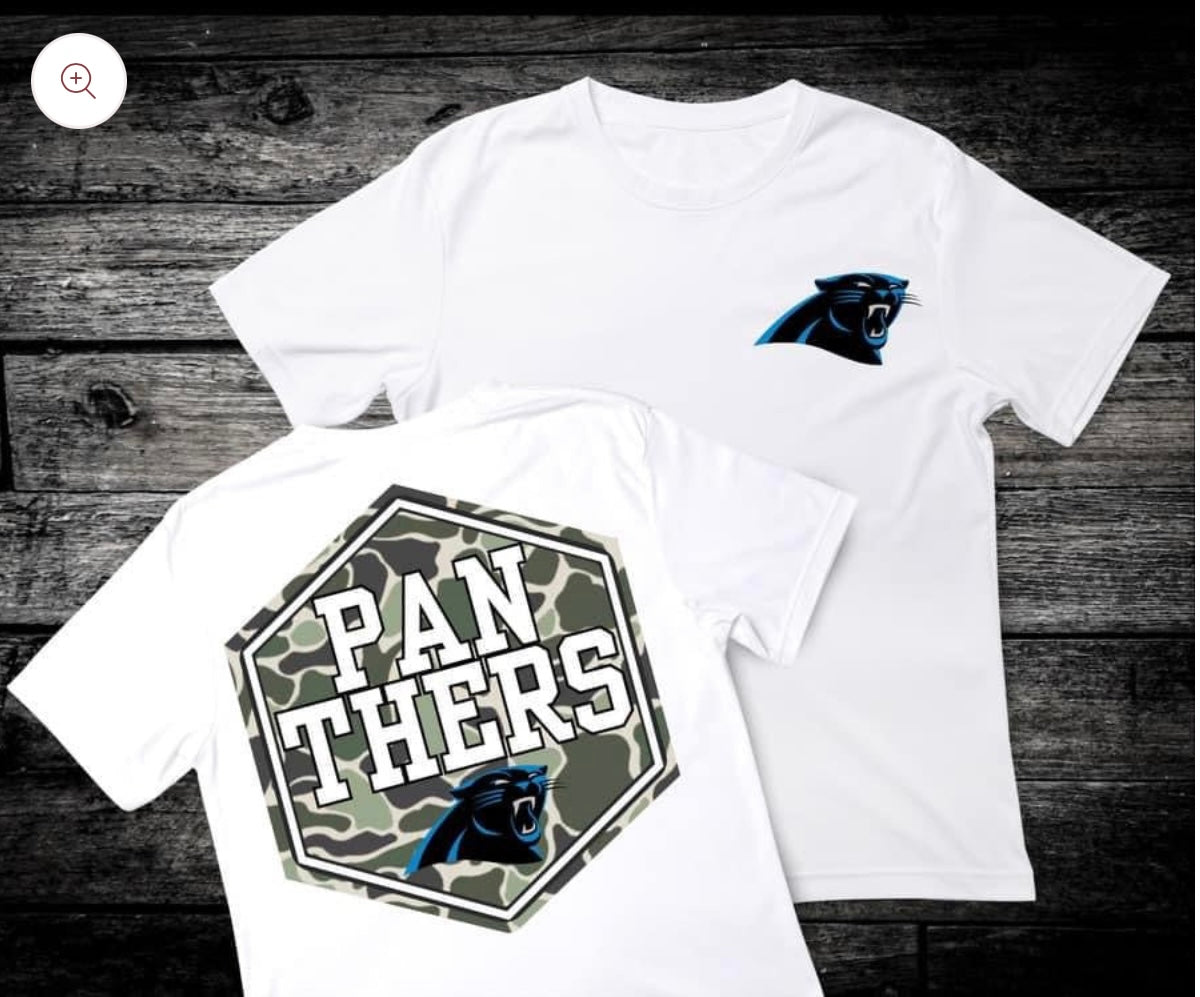 Front & Back Camo ‘Panthers’ 🏈 DTF Transfer Only