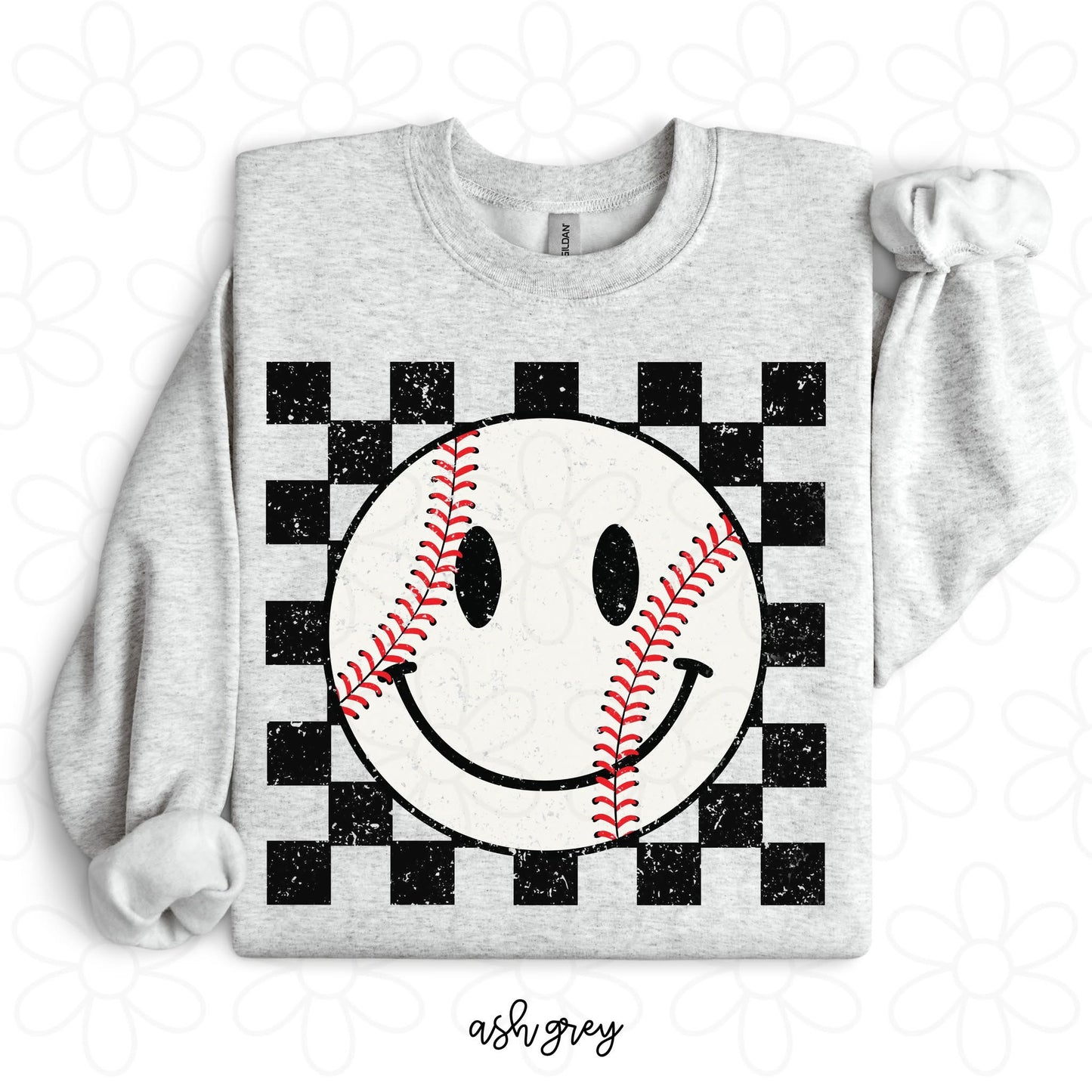Baseball Smiley Check DTF Transfer