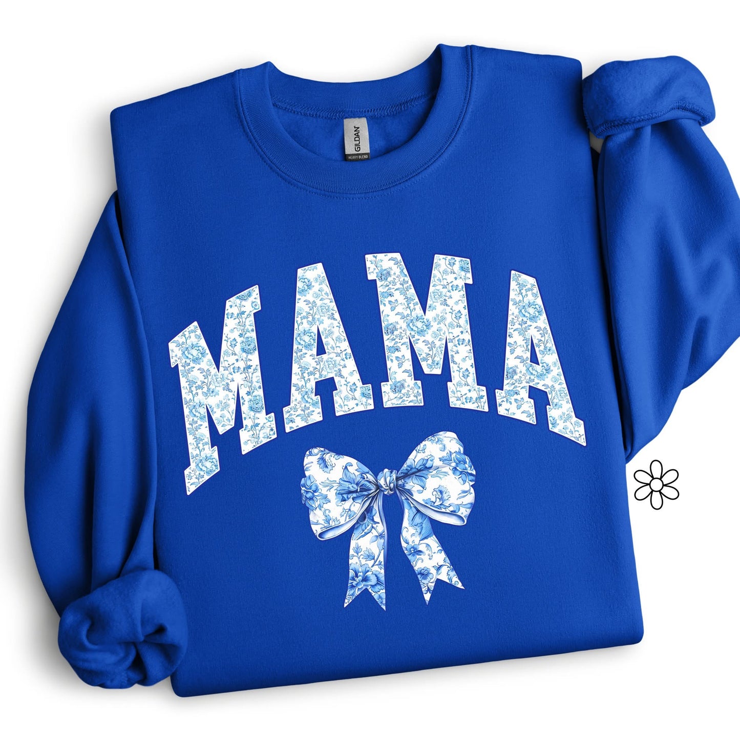 Blue Floral Mama DTF Transfer Only