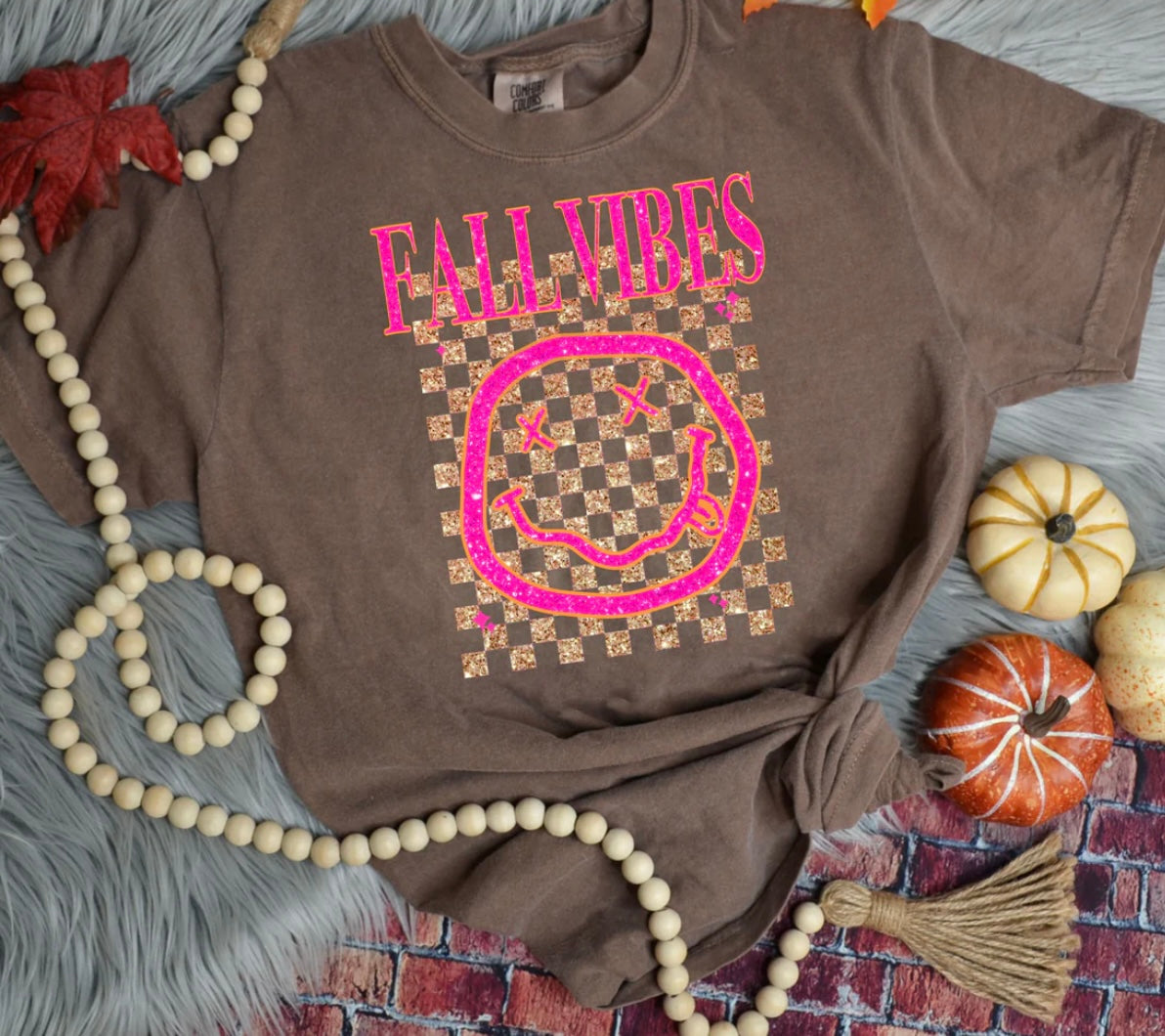 Fall Vibes- Pink Glitter DTF Transfer Only