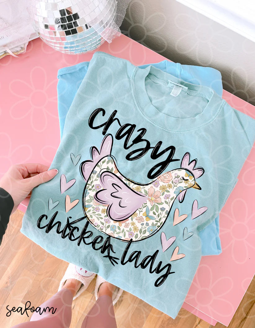 Floral Crazy Chicken Lady DTF Transfer