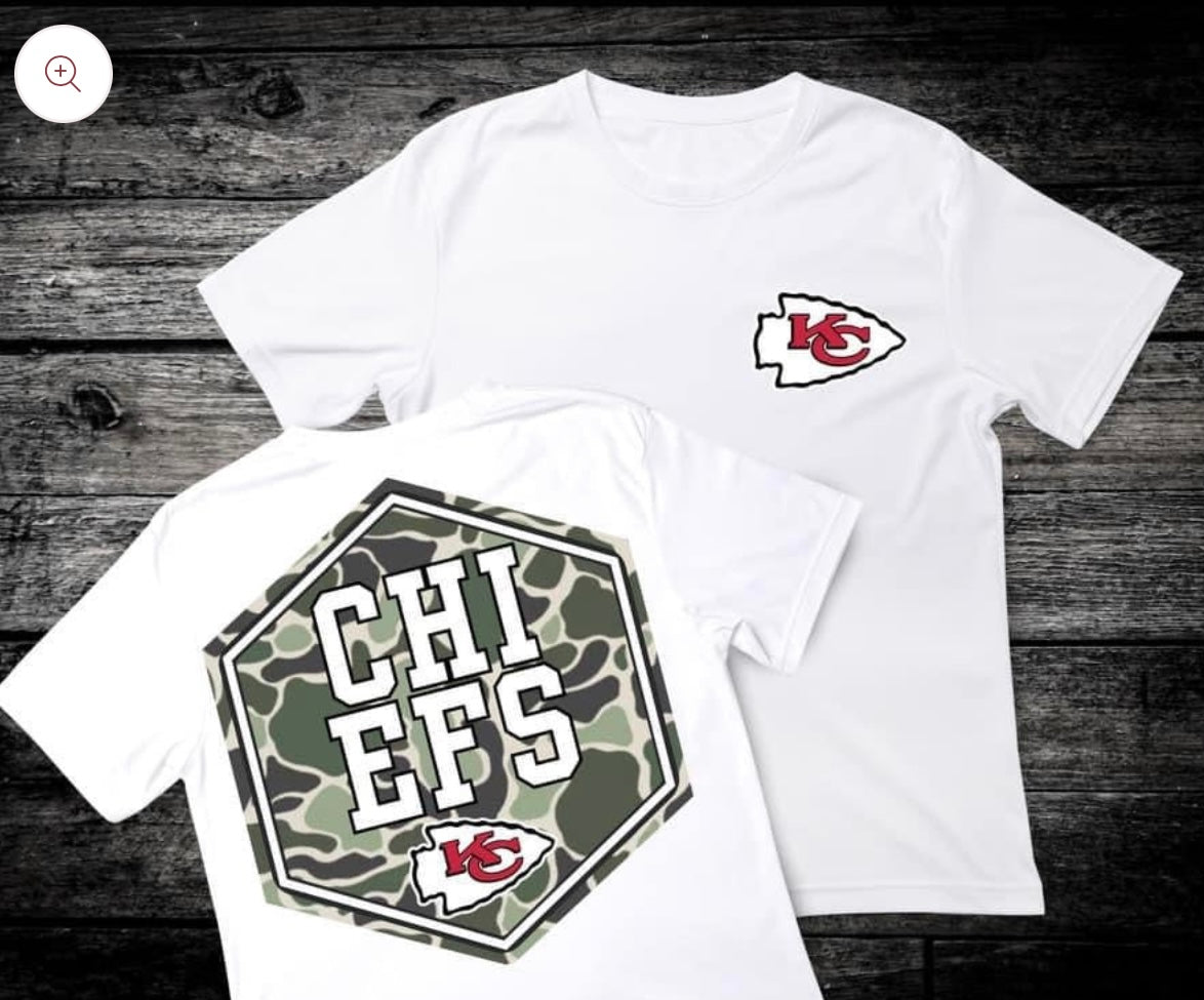 Front & Back Camo ‘Chiefs’ 🏈 DTF Transfer Only