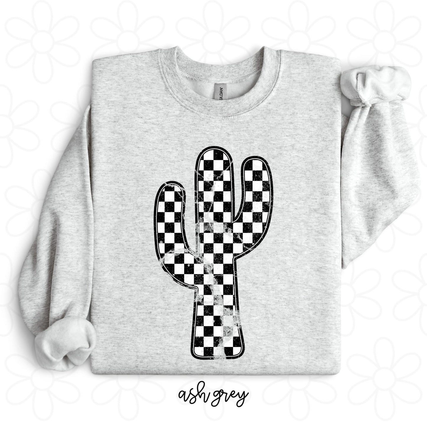 Grunge Checker Cactus DTF Transfer