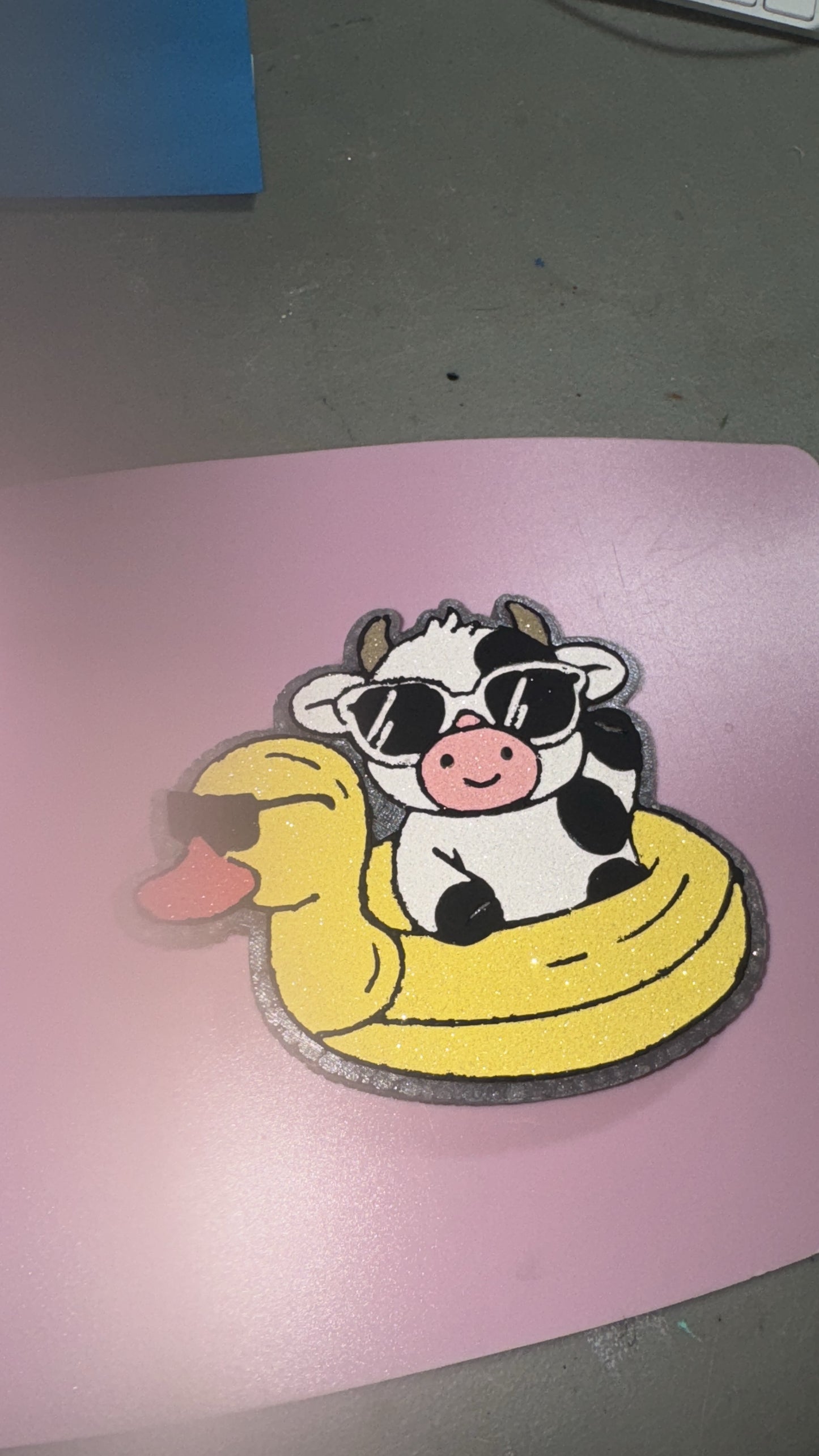 Cow With Duck Floatie Car Freshie