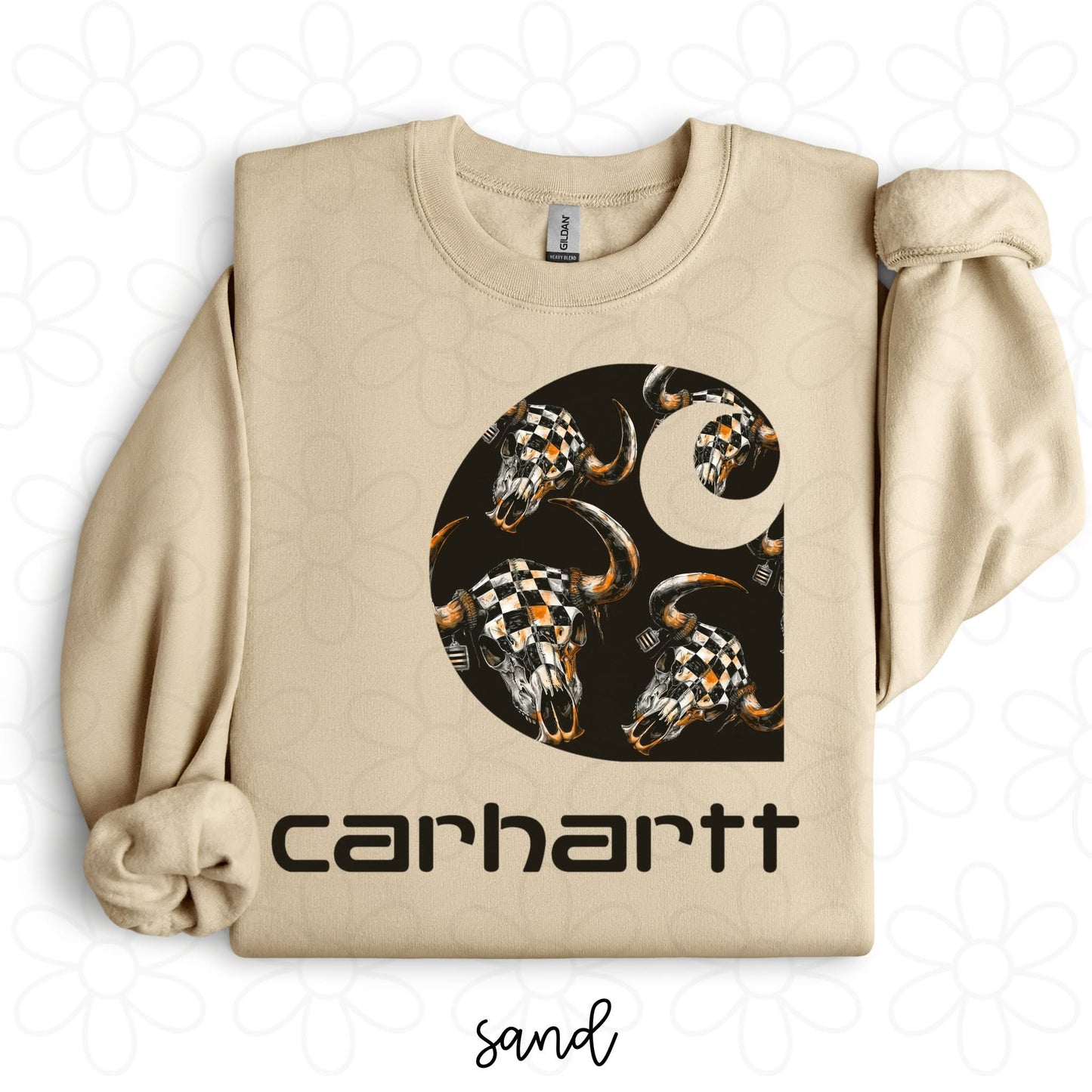 Carhartt Checkered Cow Skulls DTF Transfer