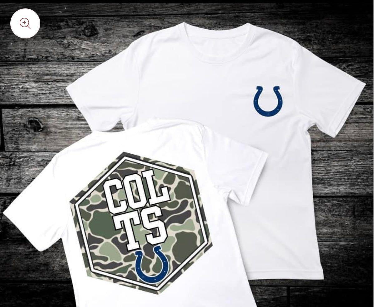 Front & Back Camo ‘Colts’ 🏈 DTF Transfer Only