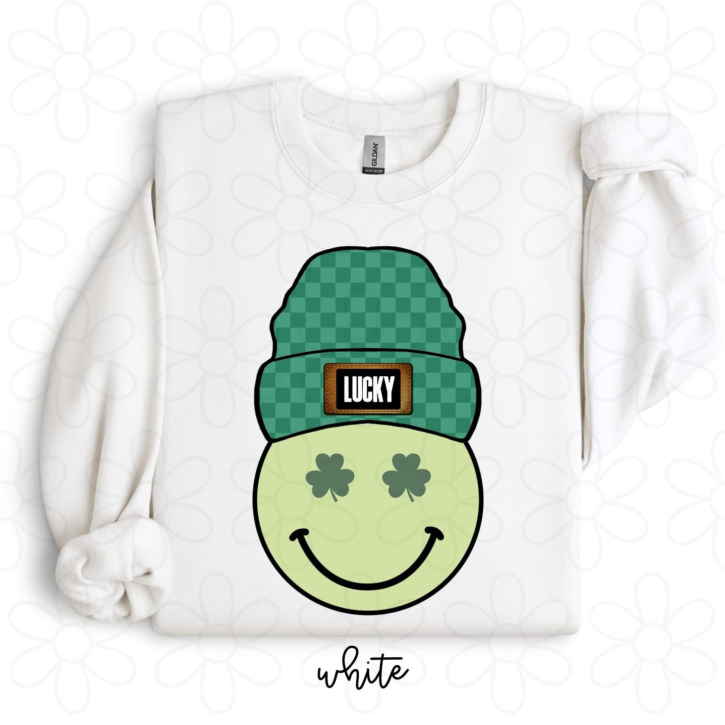 Lucky Green Smiley Beanie DTF Transfer
