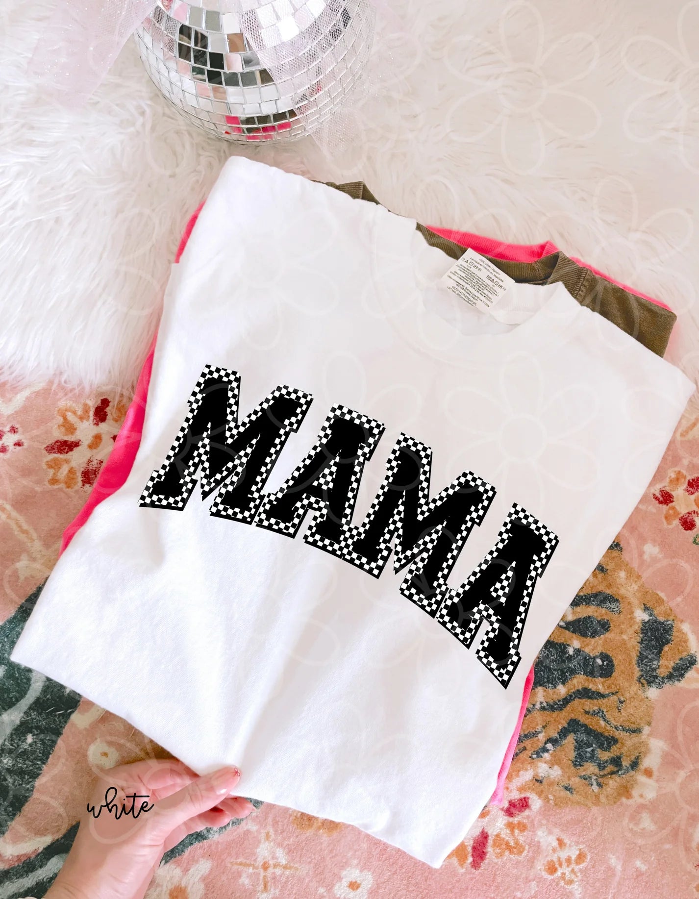 Black & White Bordered Check Mama DTF Transfer