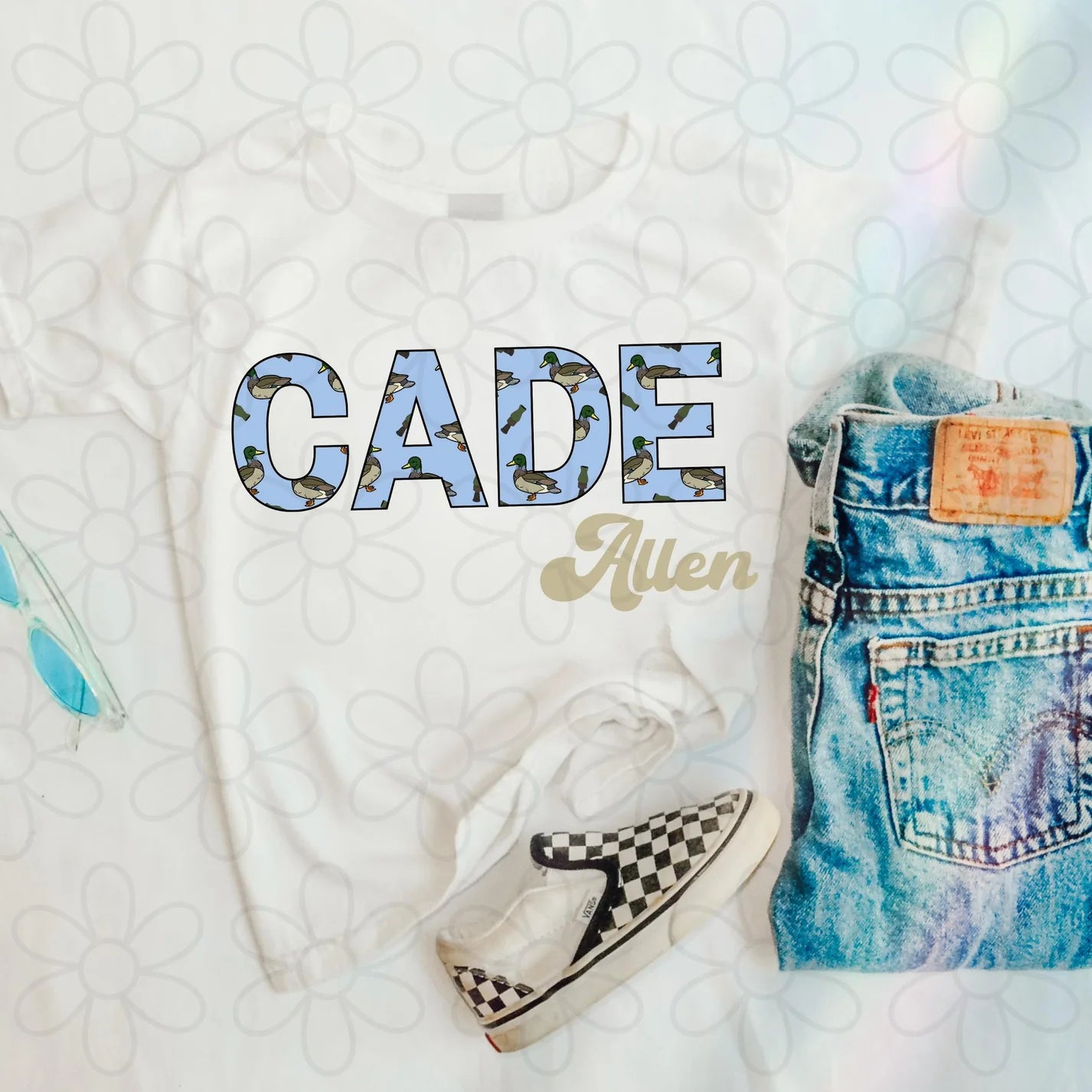 Blue Bowtie Duck Custom Name DTF Transfer