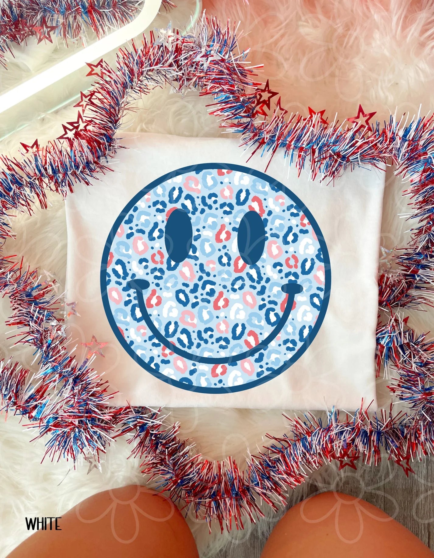 Blue Leopard Smiley DTF Transfer