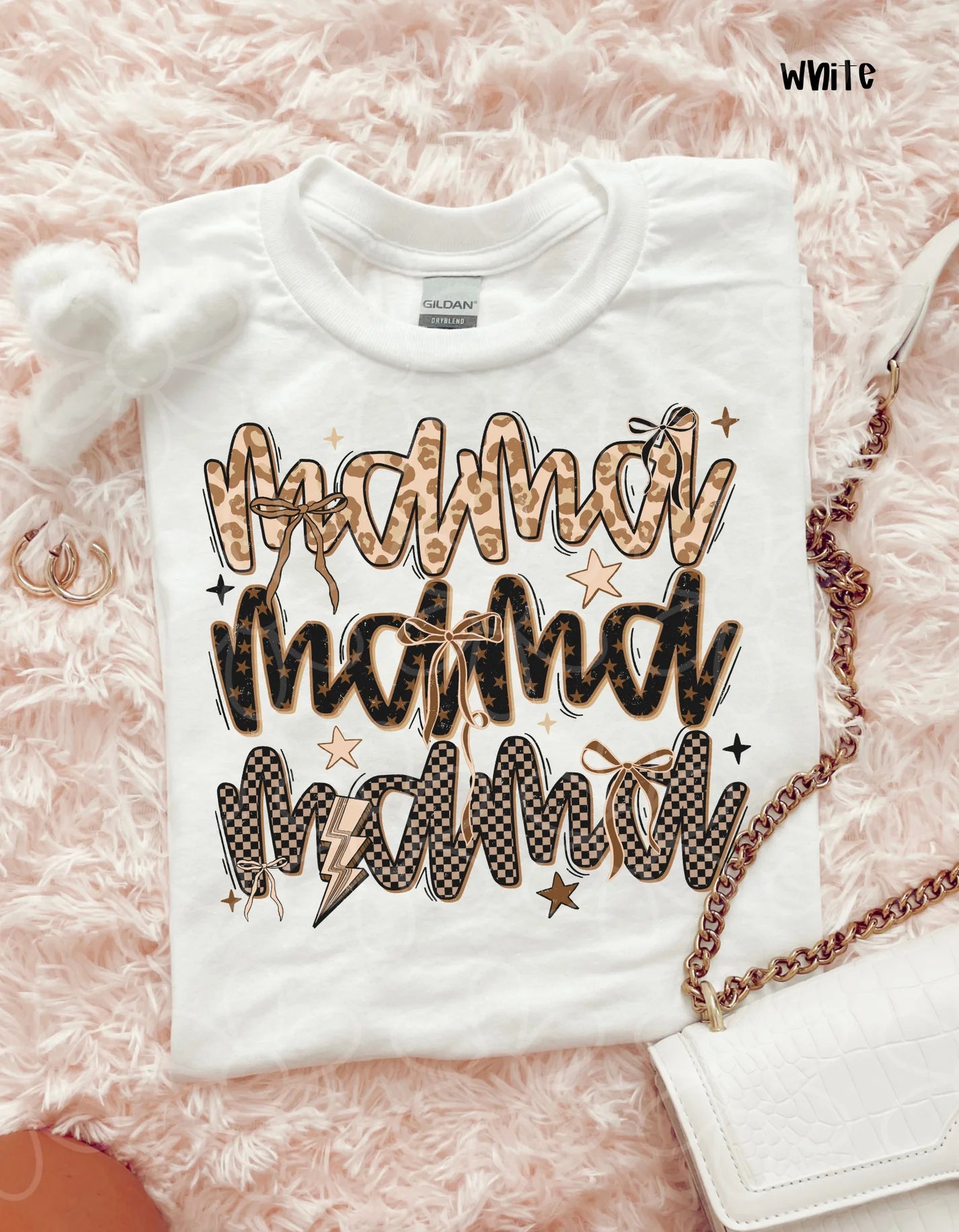 Brown MaMa Bows And Stars DTF Transfer