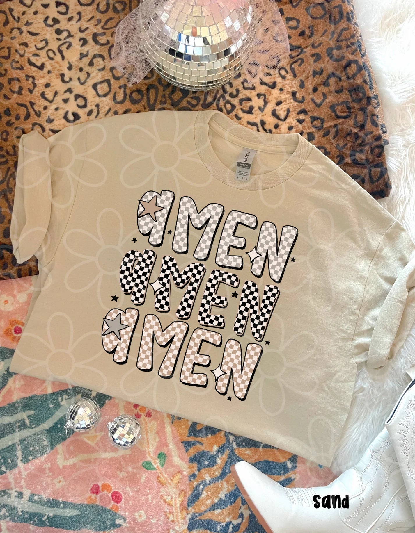 Checkered Amen DTF Transfer