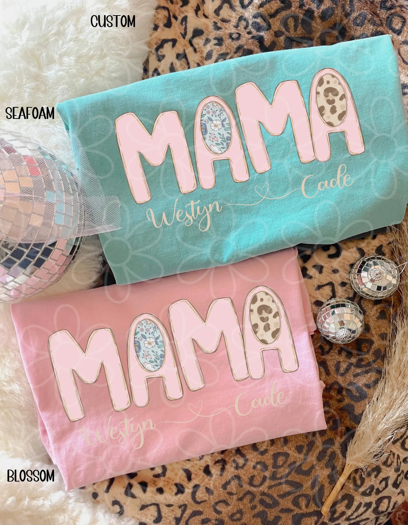 Custom Pink Floral Leopard Names DTF Transfer