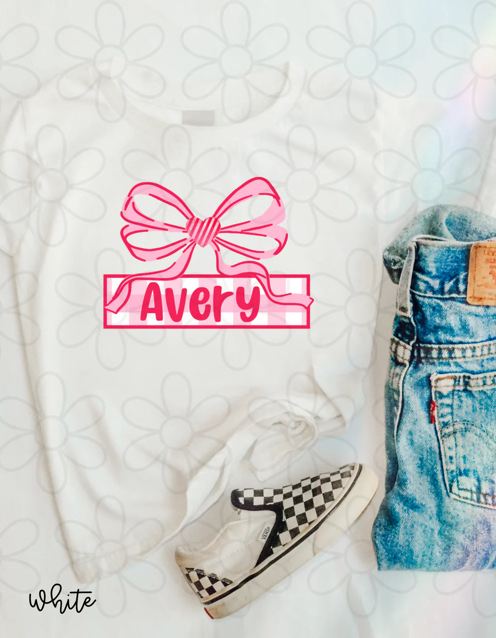 Custom Pink Gingham Coquette Bow DTF Transfer