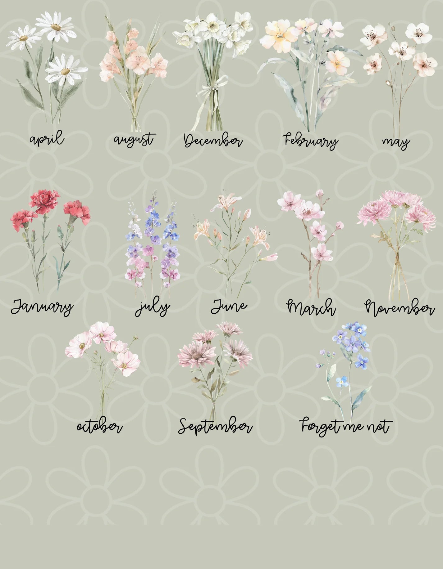 Custom Birth-flower Vase DTF Transfer