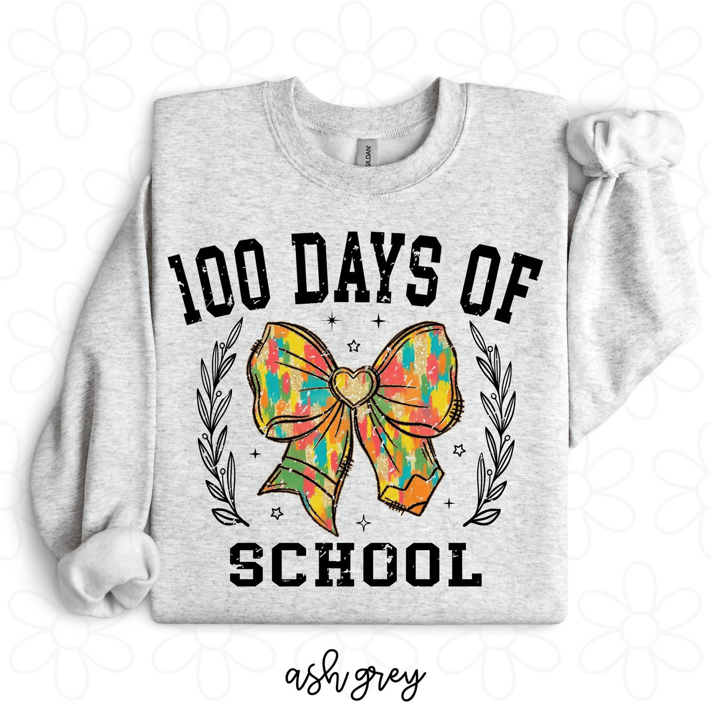 100 Days Of School Colorful Pencil Bow DTF Transfer