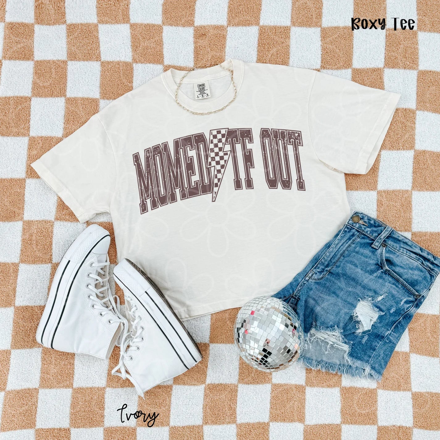 Distressed Lightening Bolt Momed TF Out DTF Transfer