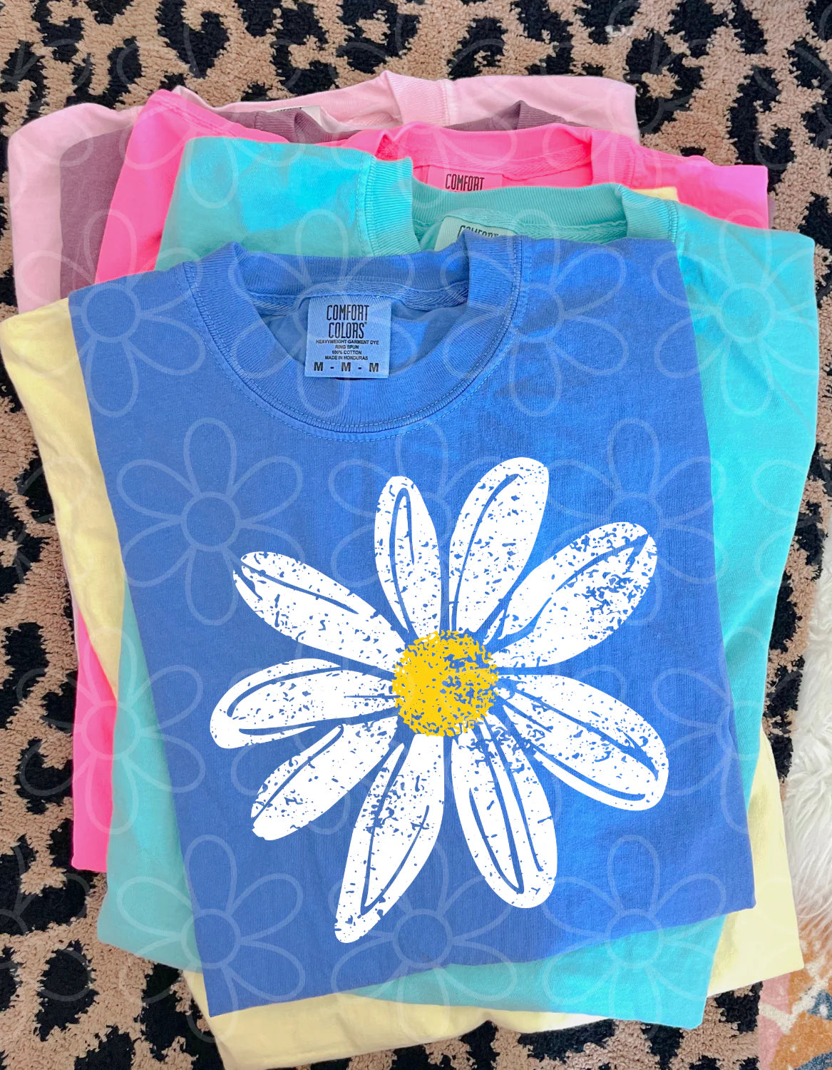 Distressed White Flower DTF Transfer