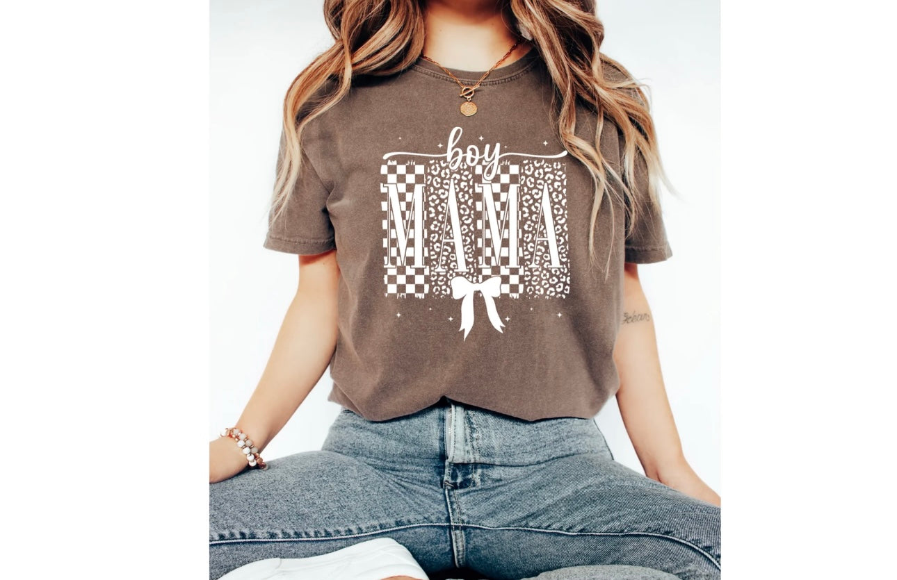 Boy Mama Cheetah Checkered - SINGLE COLOR SCREEN PRINT