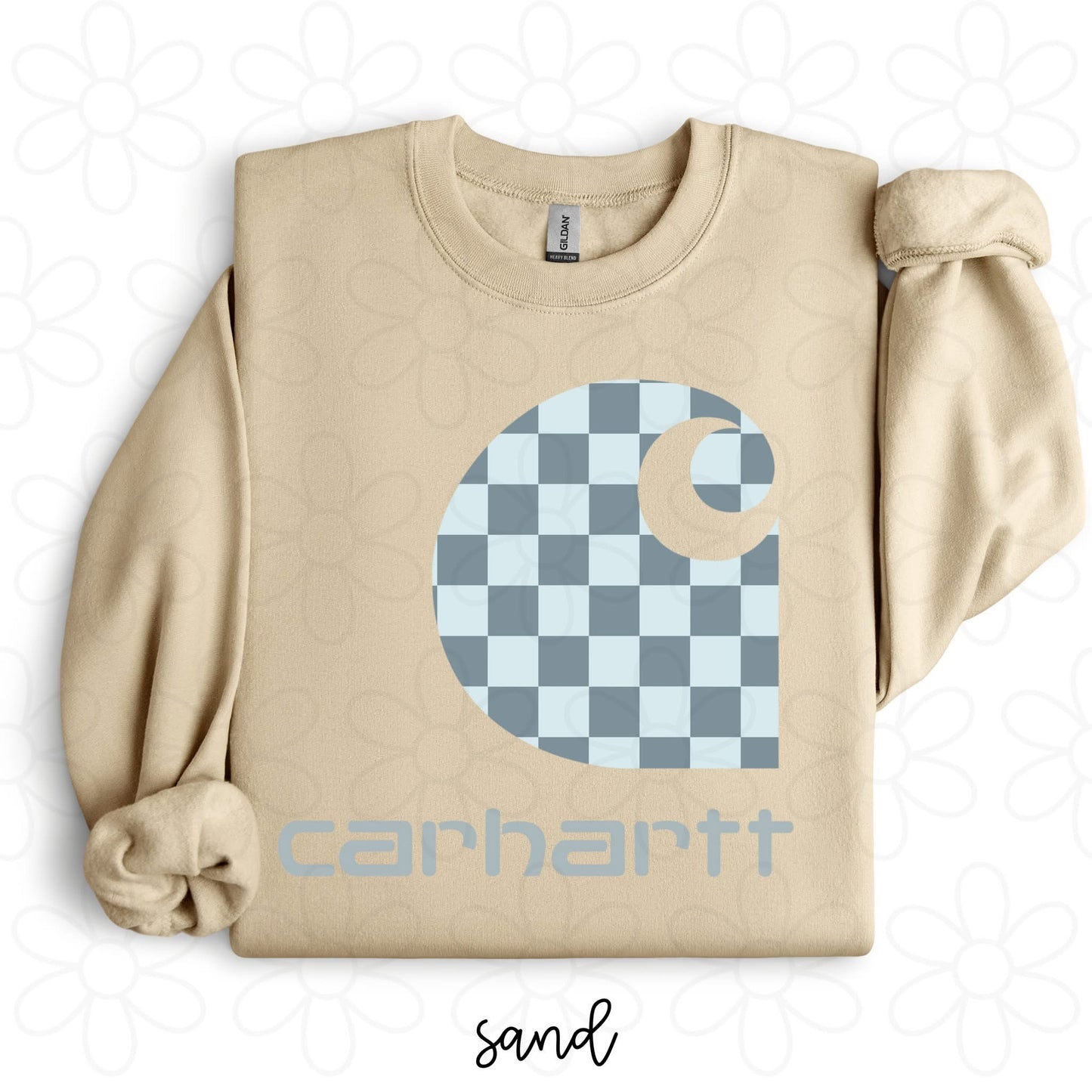 Carhartt Dark & Light Blue Checkered DTF Transfer