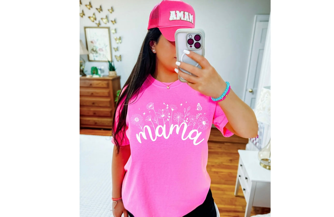 Mama Floral White - SINGLE COLOR SCREEN PRINT