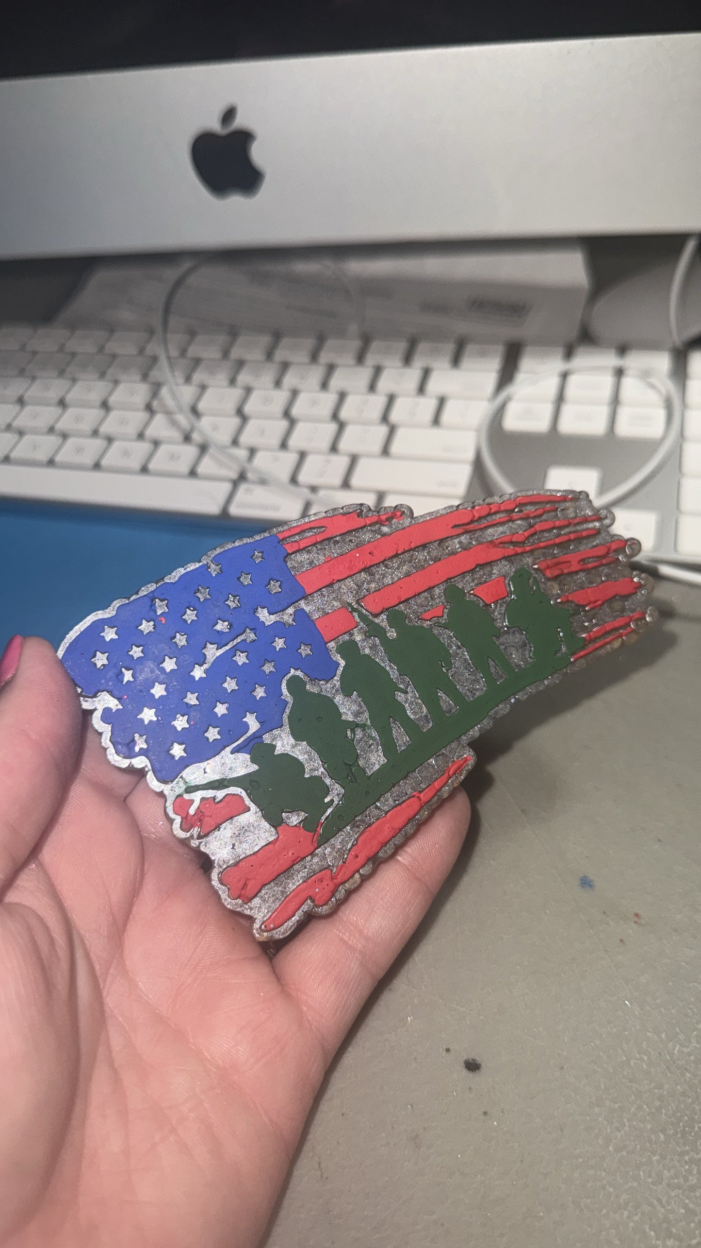 Soldier USA Flag Car Freshie