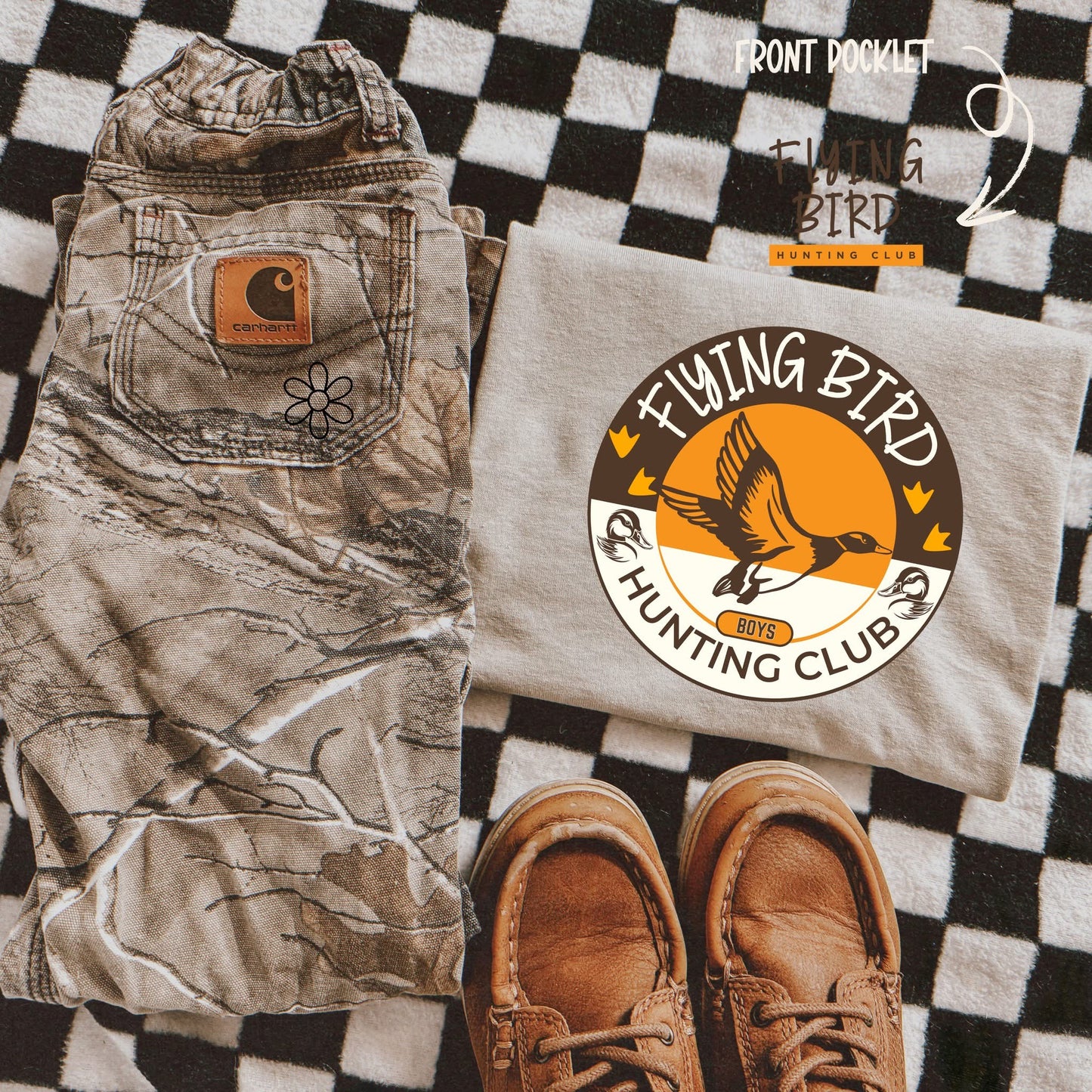 Flying Bird Hunting Club Front & Back DTF Transfer Only