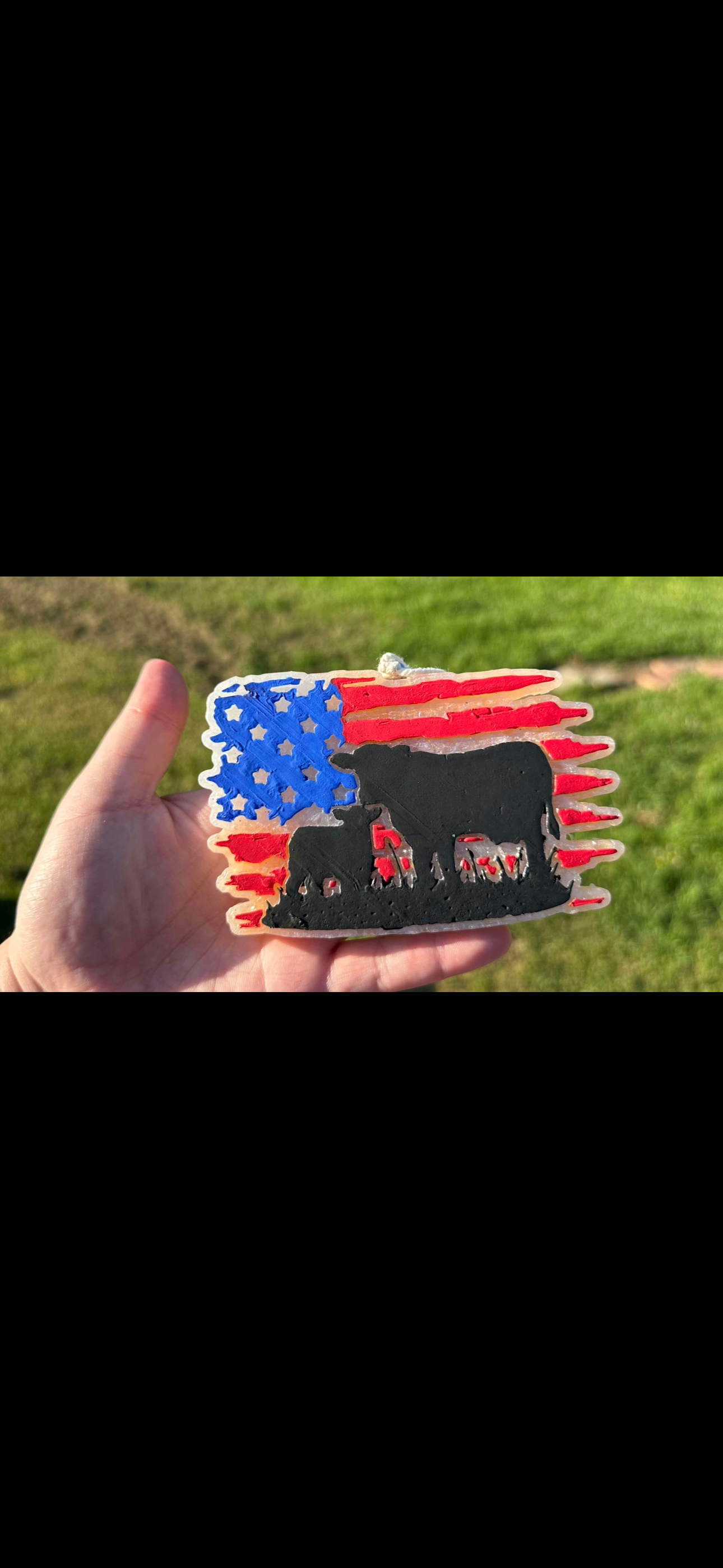 Cow/Calf USA Flag Car Freshie