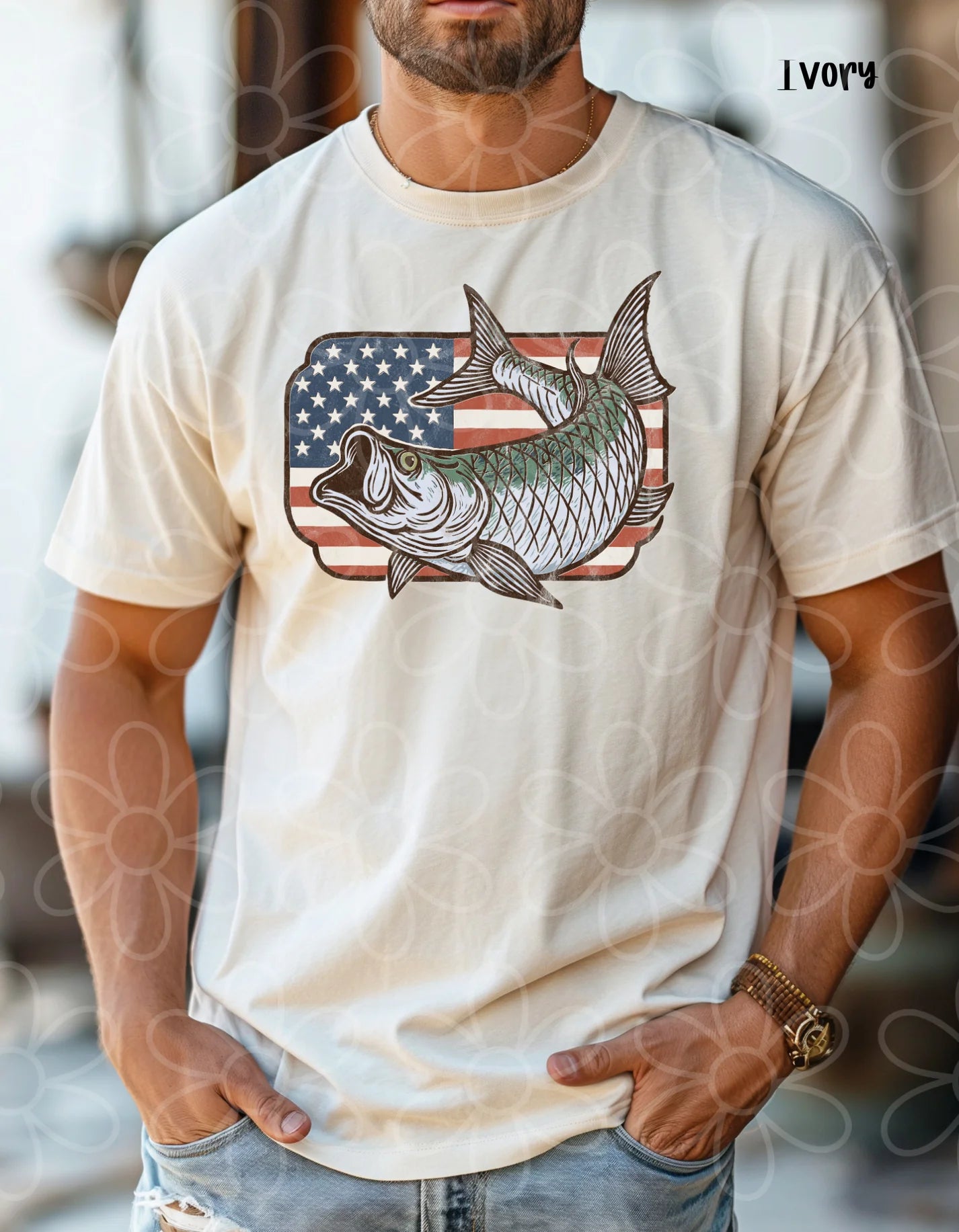 Fish USA Flag DTF Transfer
