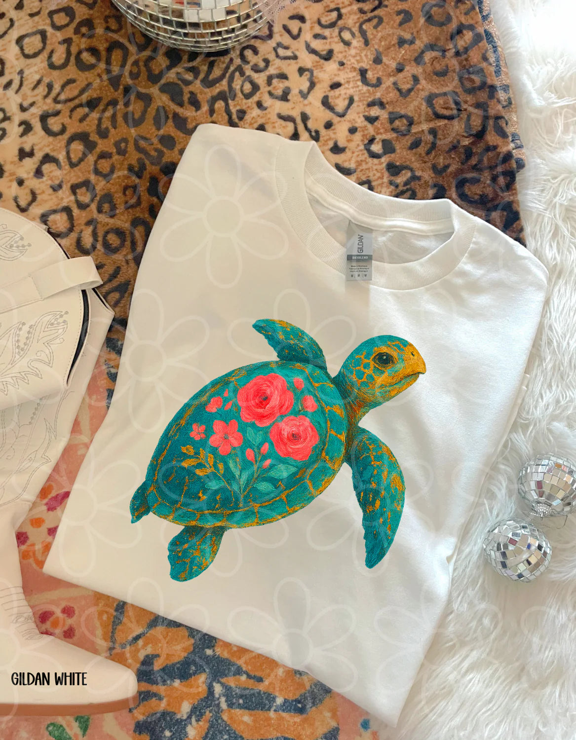 Floral Turtle DTF Transfer