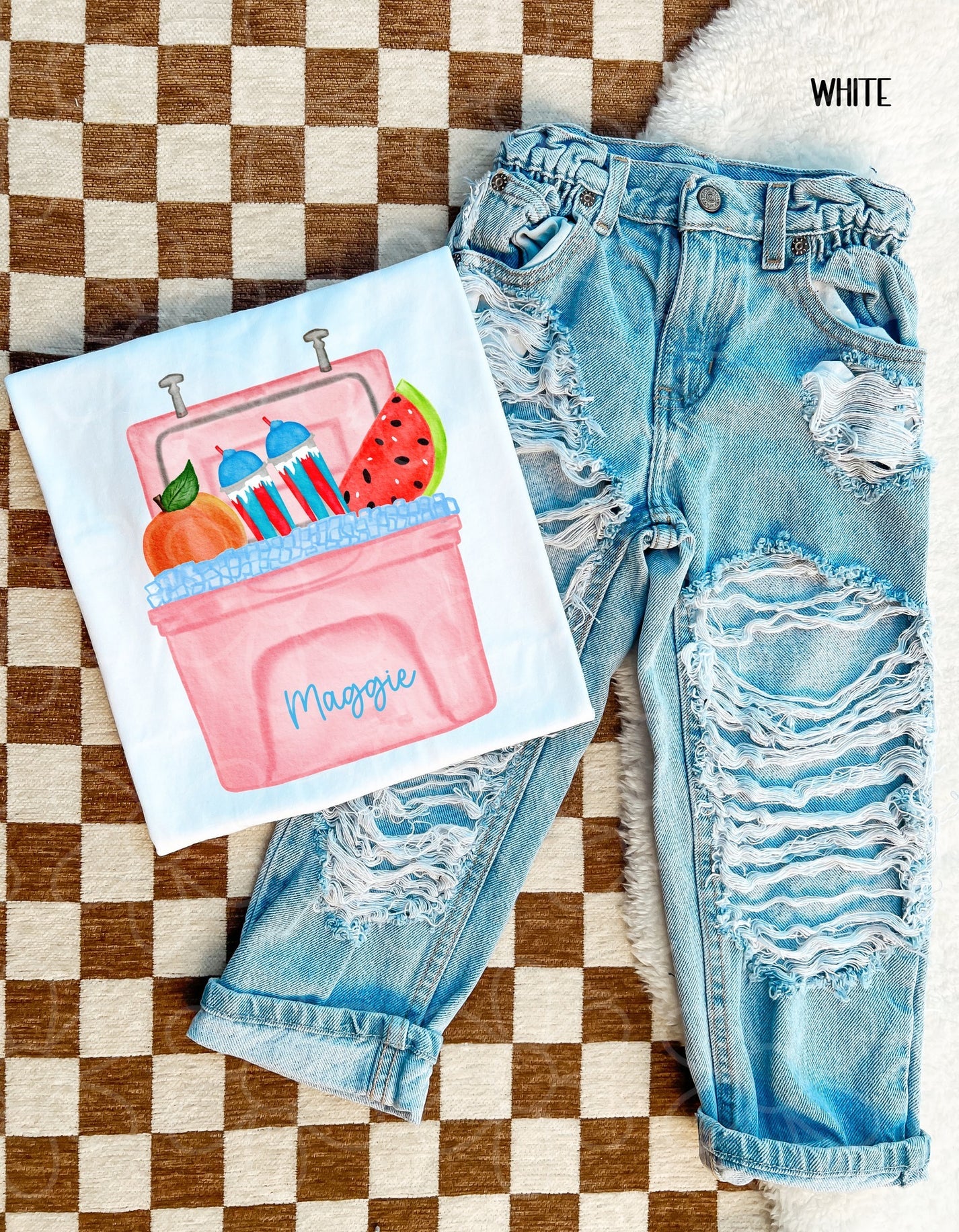 Girls Custom Name Summer Cooler DTF Transfer