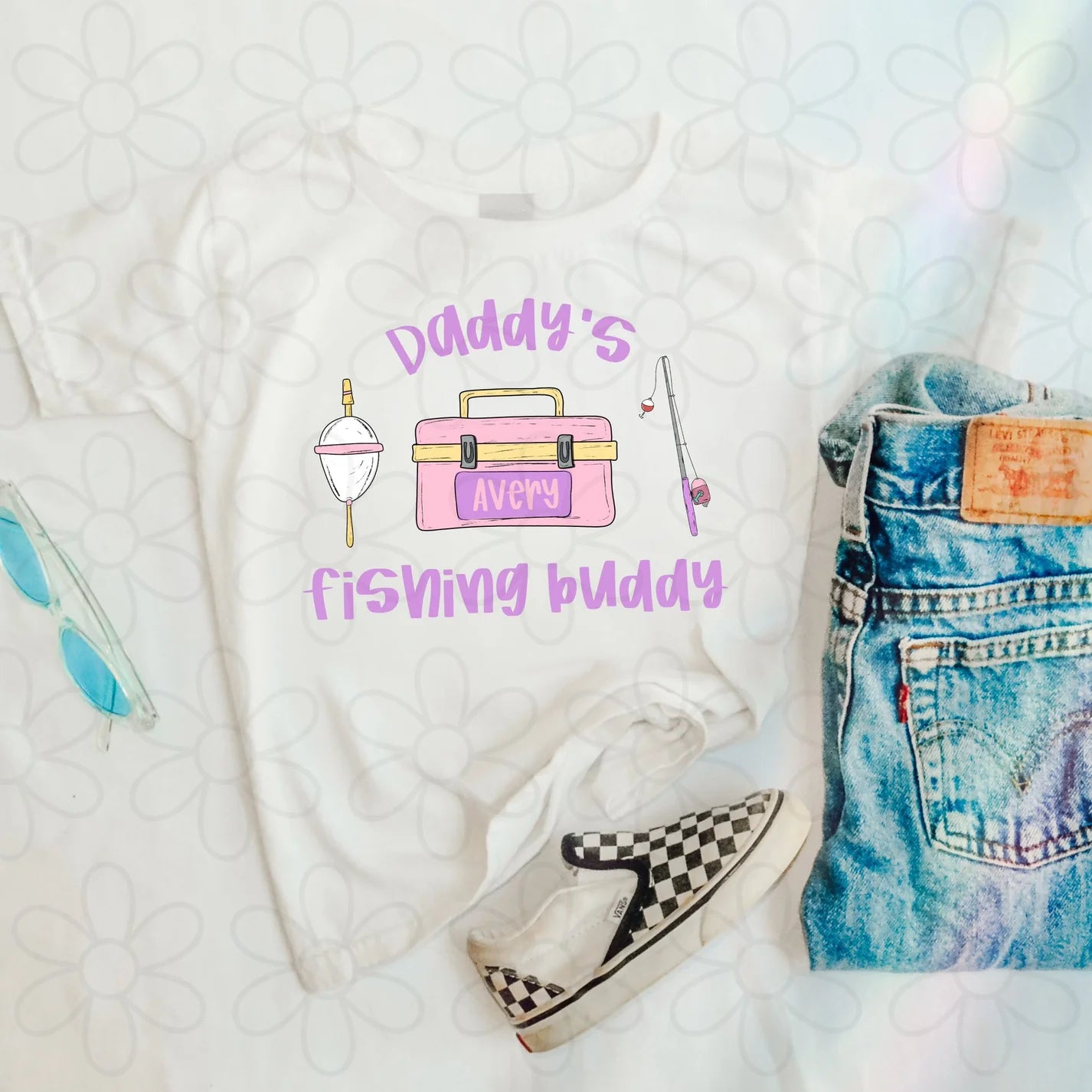 Girls Daddy's Fishing Buddy Custom Name DTF Transfer