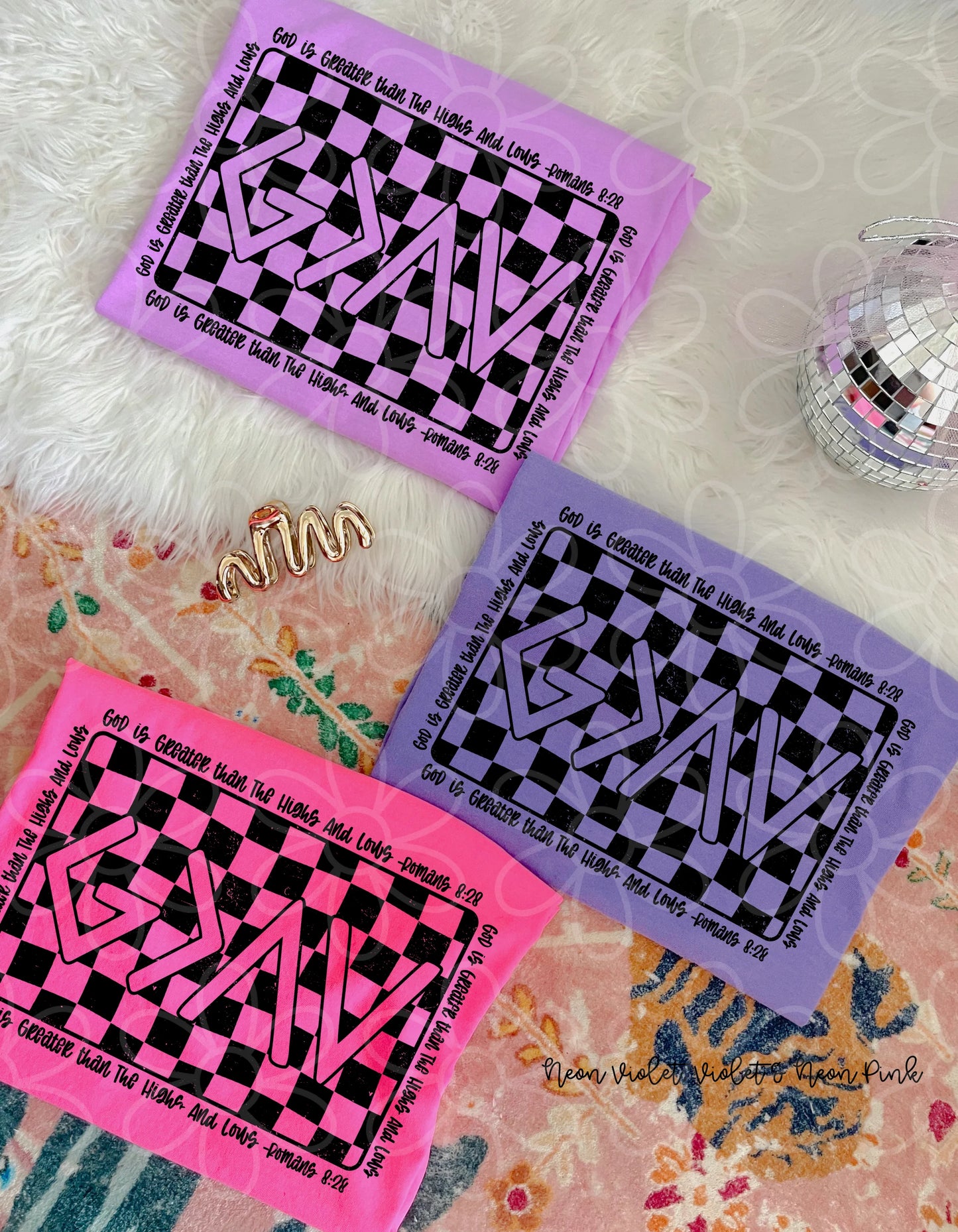 God Is Greater Checkered DTF Transfer