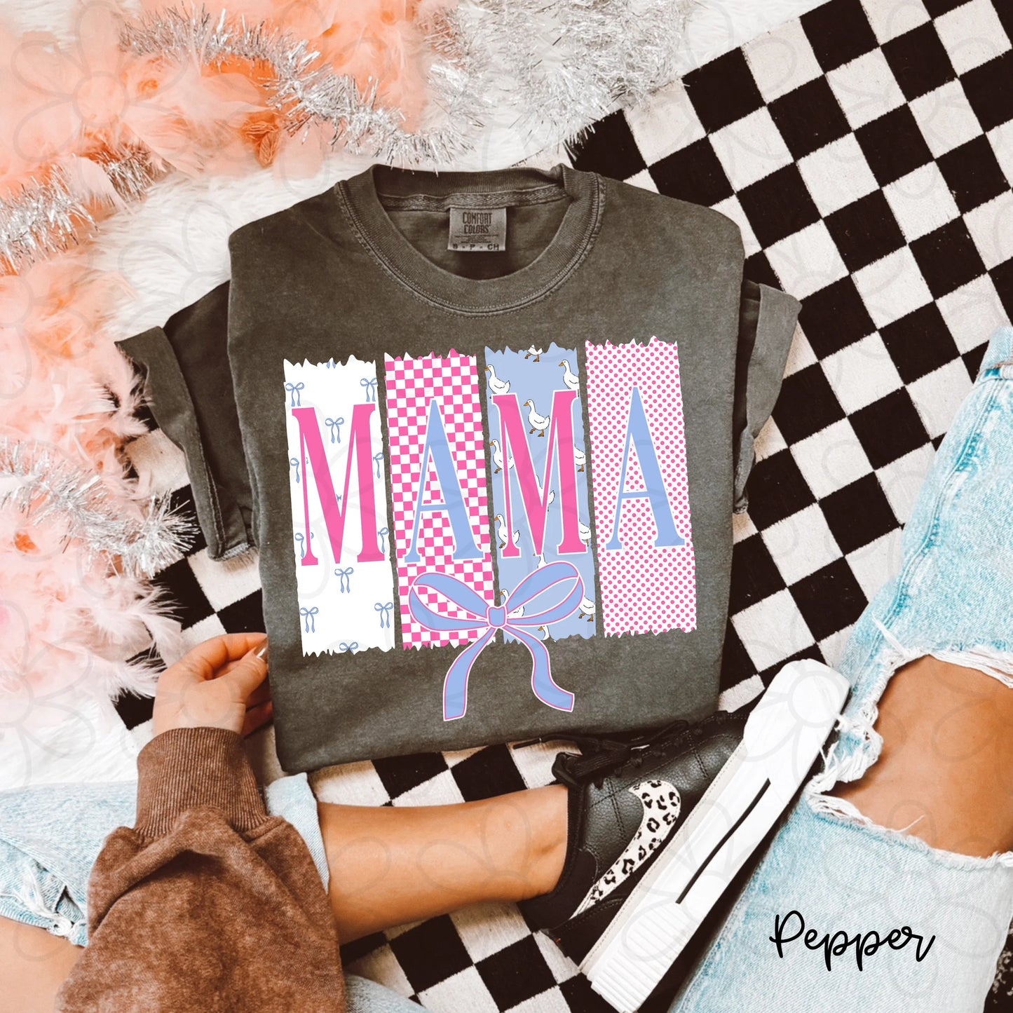 Goose & Bow Blue & Pink Mama DTF Transfer