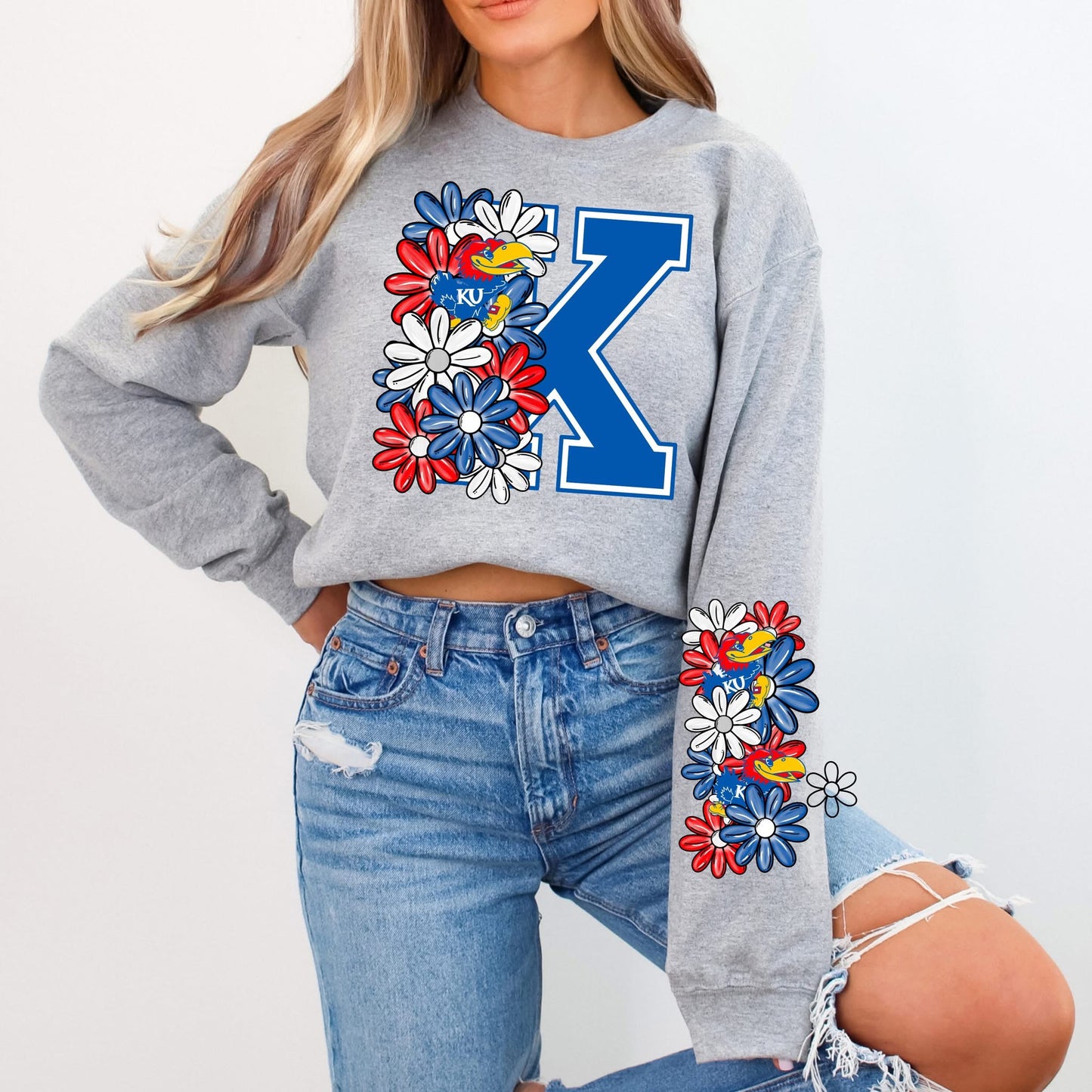 Kansas KU Floral DTF Transfer Only