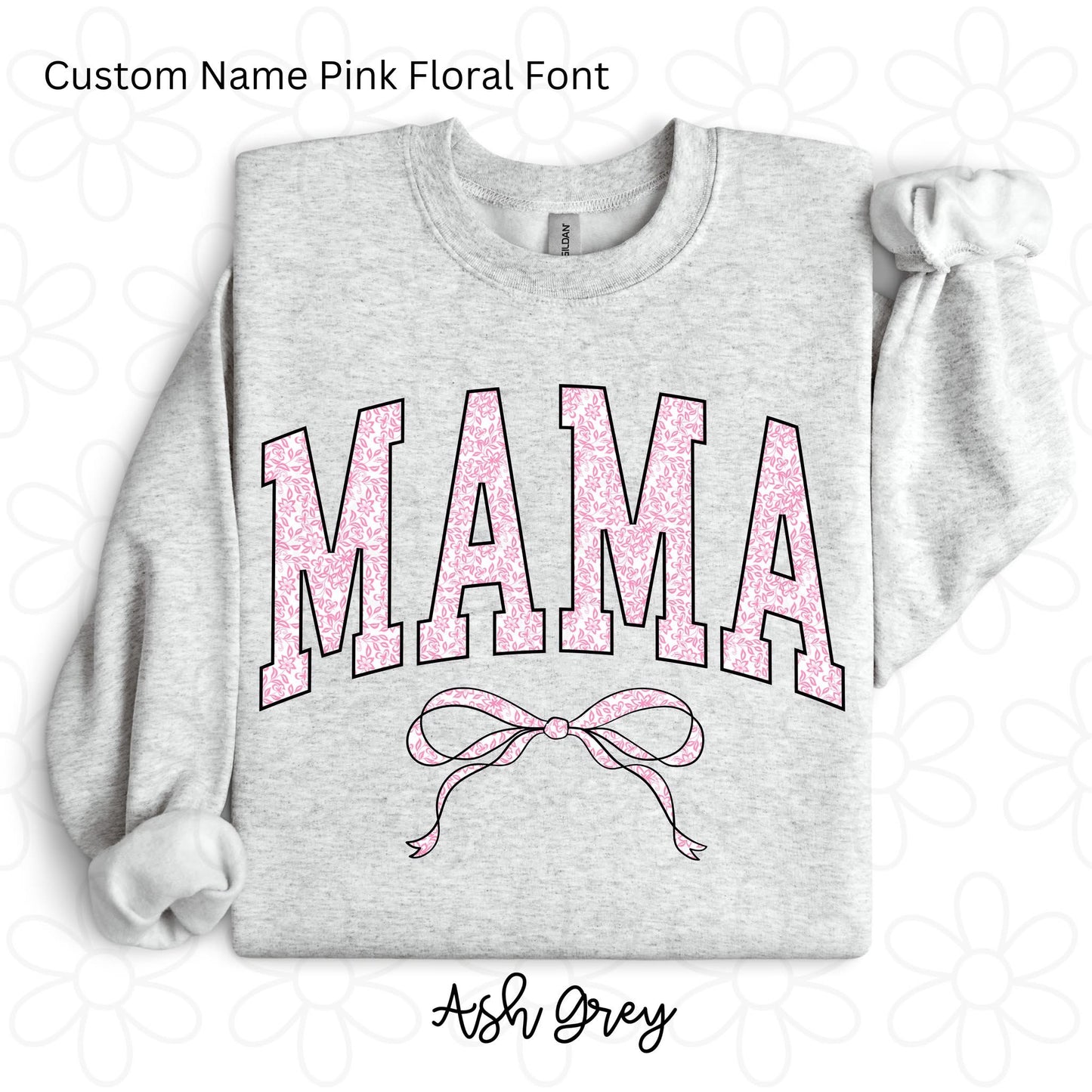 Custom Pink Floral Bow DTF Transfer