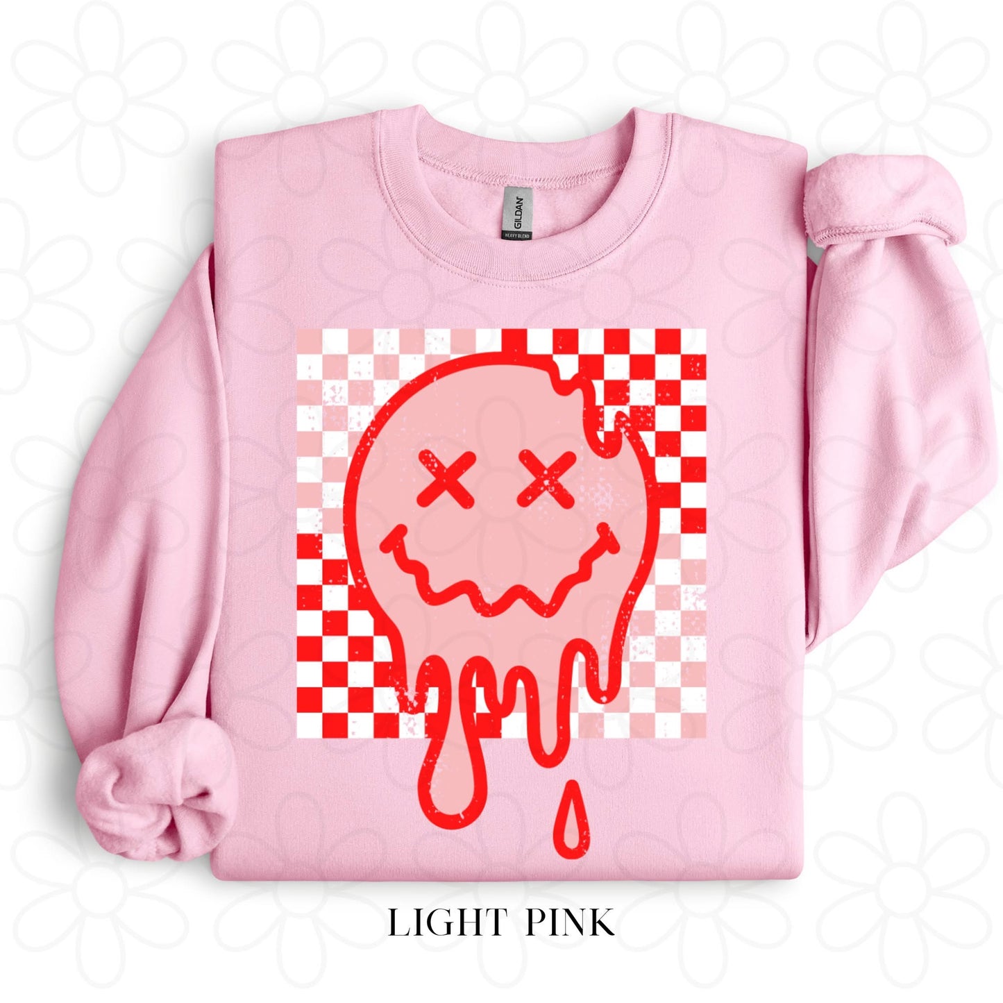Retro Pink & Red Smiley DTF Transfer