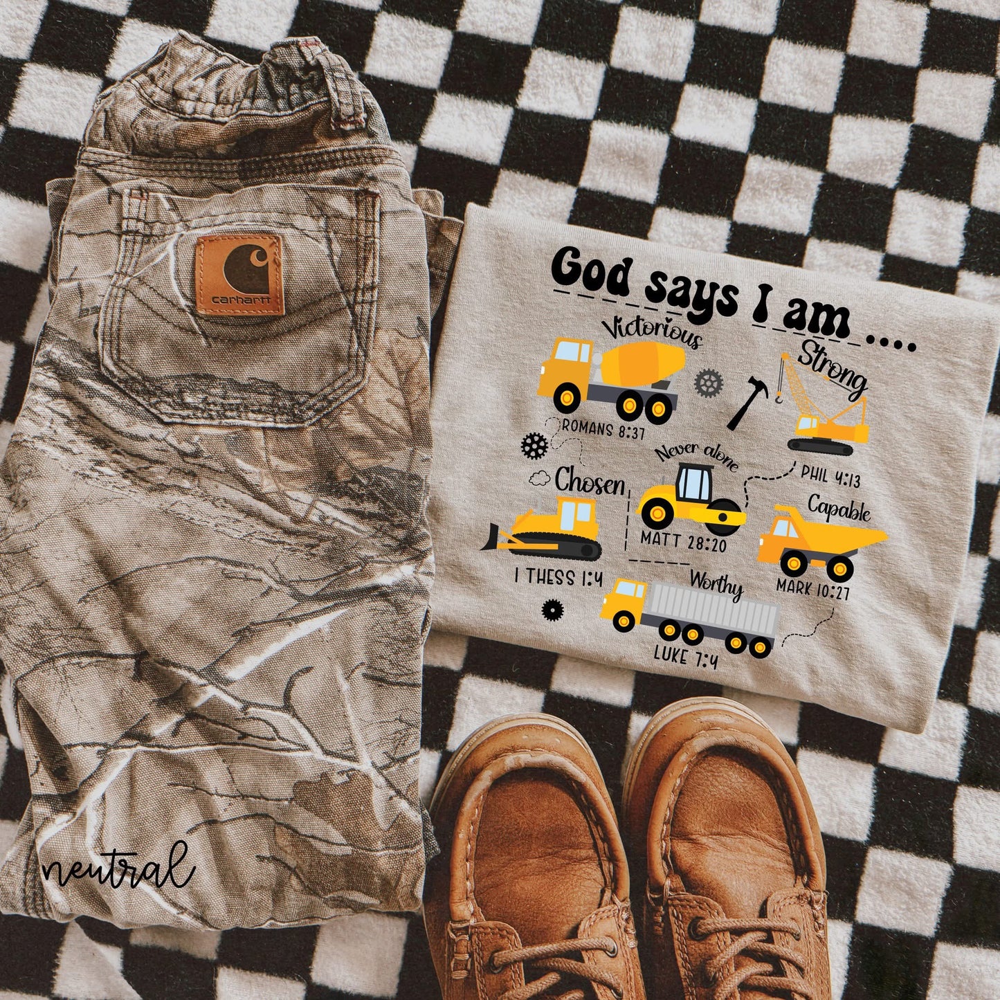 God Says I Am Construction DTF Transfer