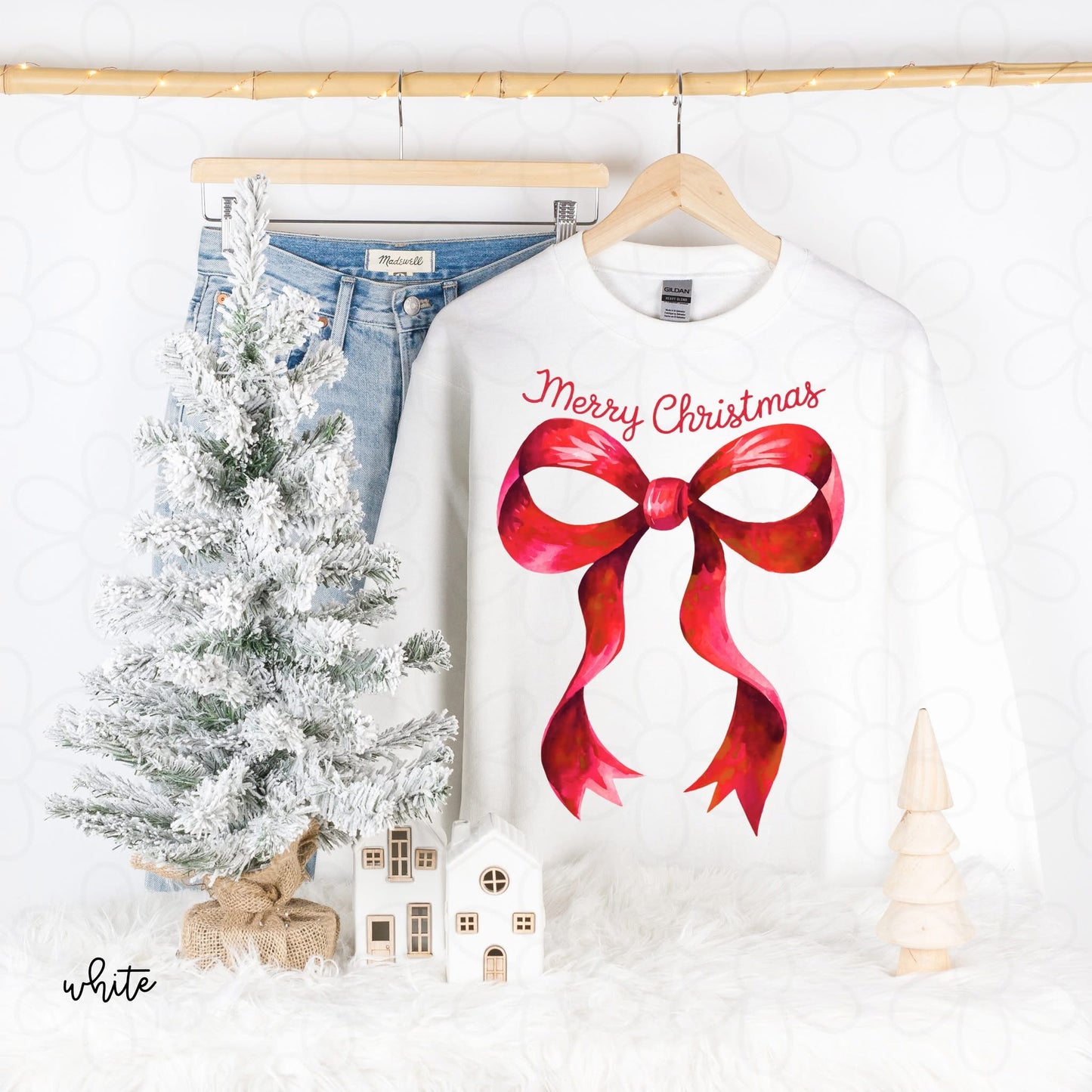 Merry Christmas Red coquette Bow DTF Transfer