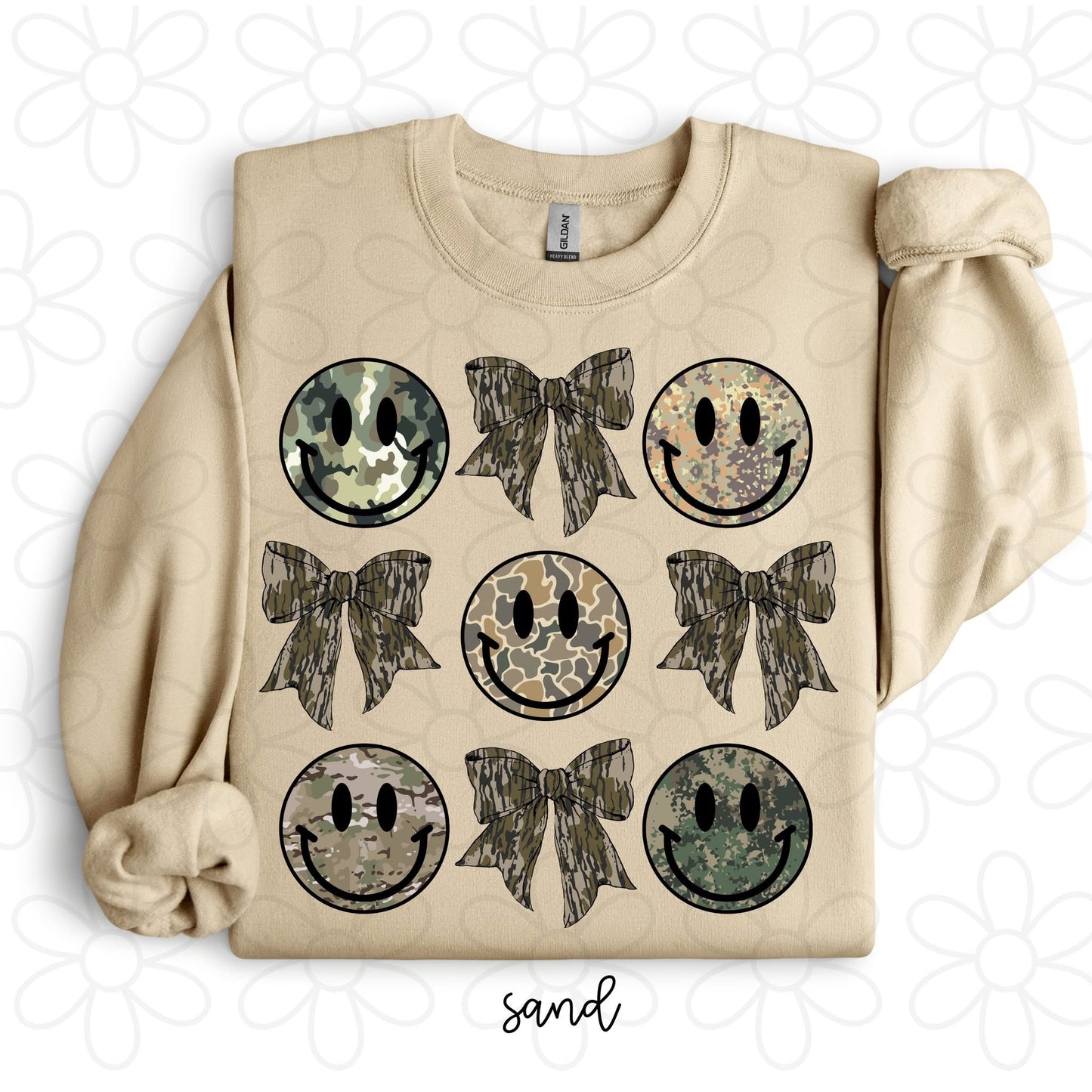 Camo Smiley & Coquette Bows DTF Transfer