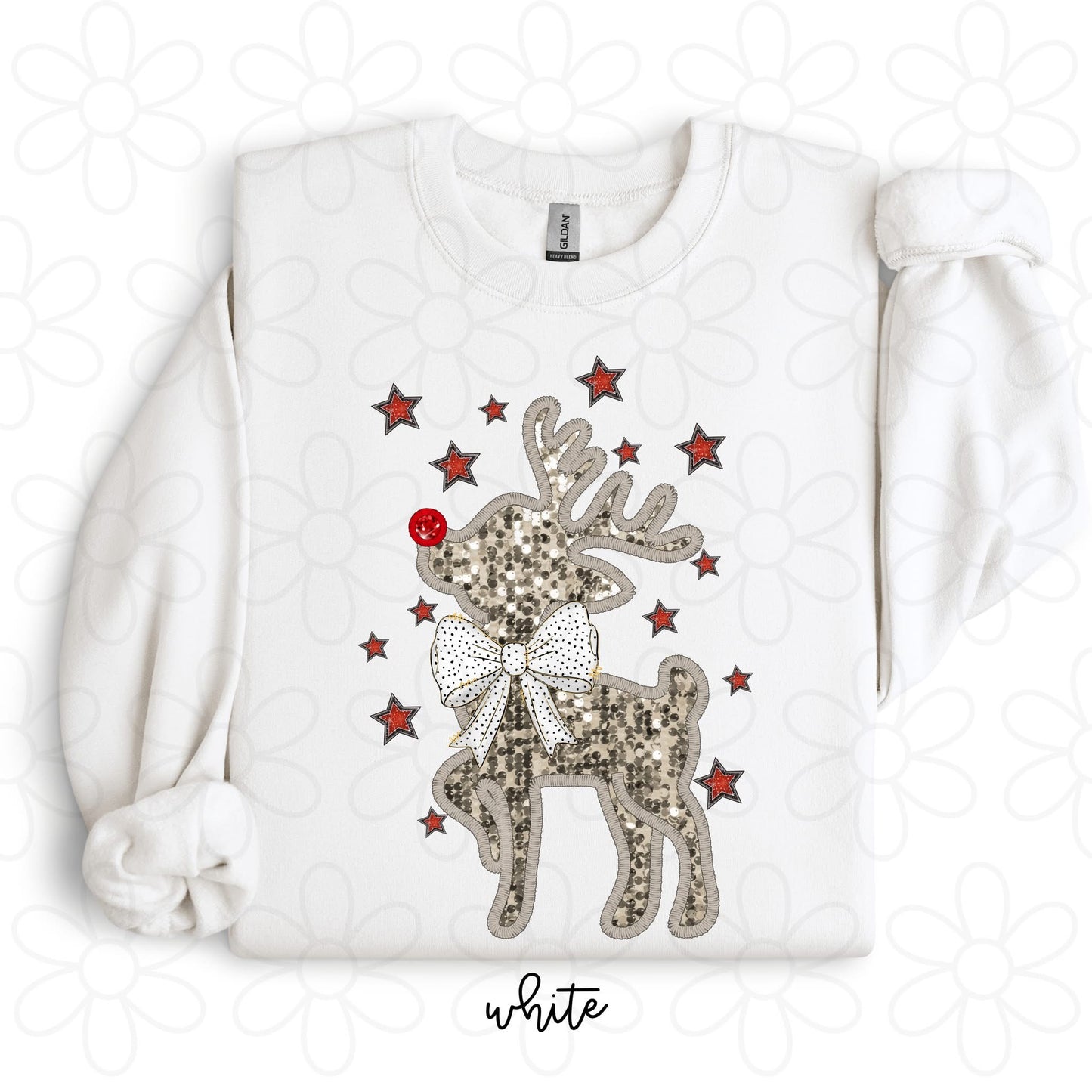 Faux Glitter Rudolph DTF Transfer