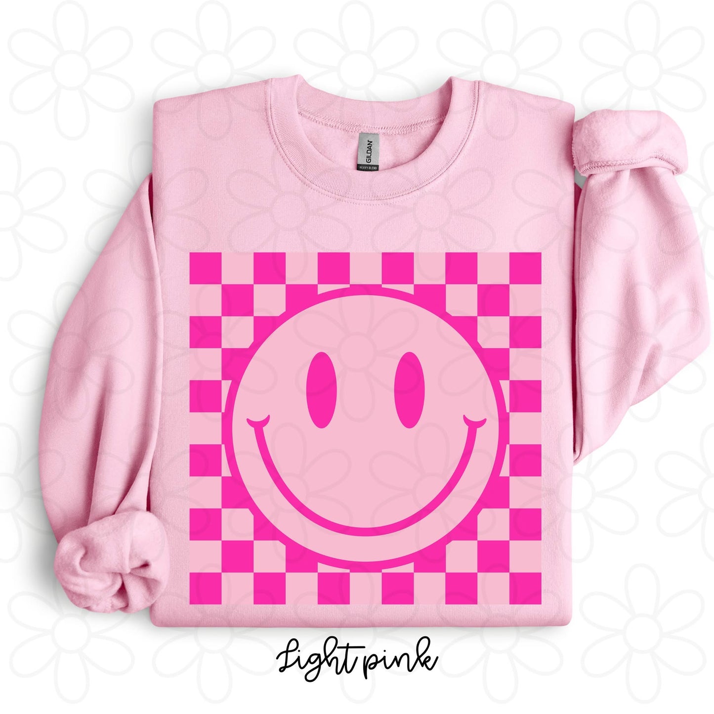 Pink Checkered Smiley DTF Transfer