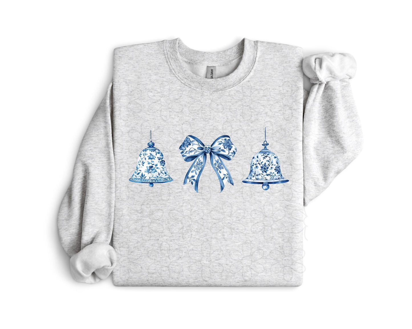 Blue Vintage Christmas Bells Coquette DTF Transfer